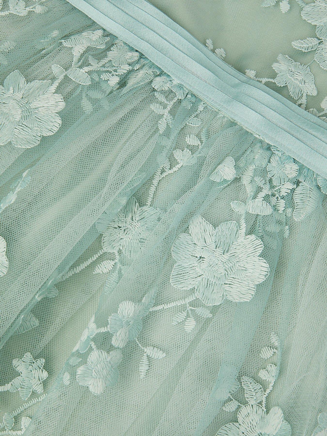 Image 4 of 4 of Monsoon Baby Girls Beatrice Long Sleeve Embroidered Dress - Sage