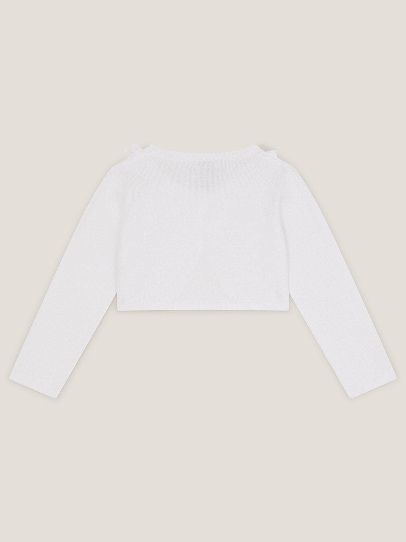Image 2 of 2 of Monsoon Baby Girls Ottilie 3d Roses Cardigan - White