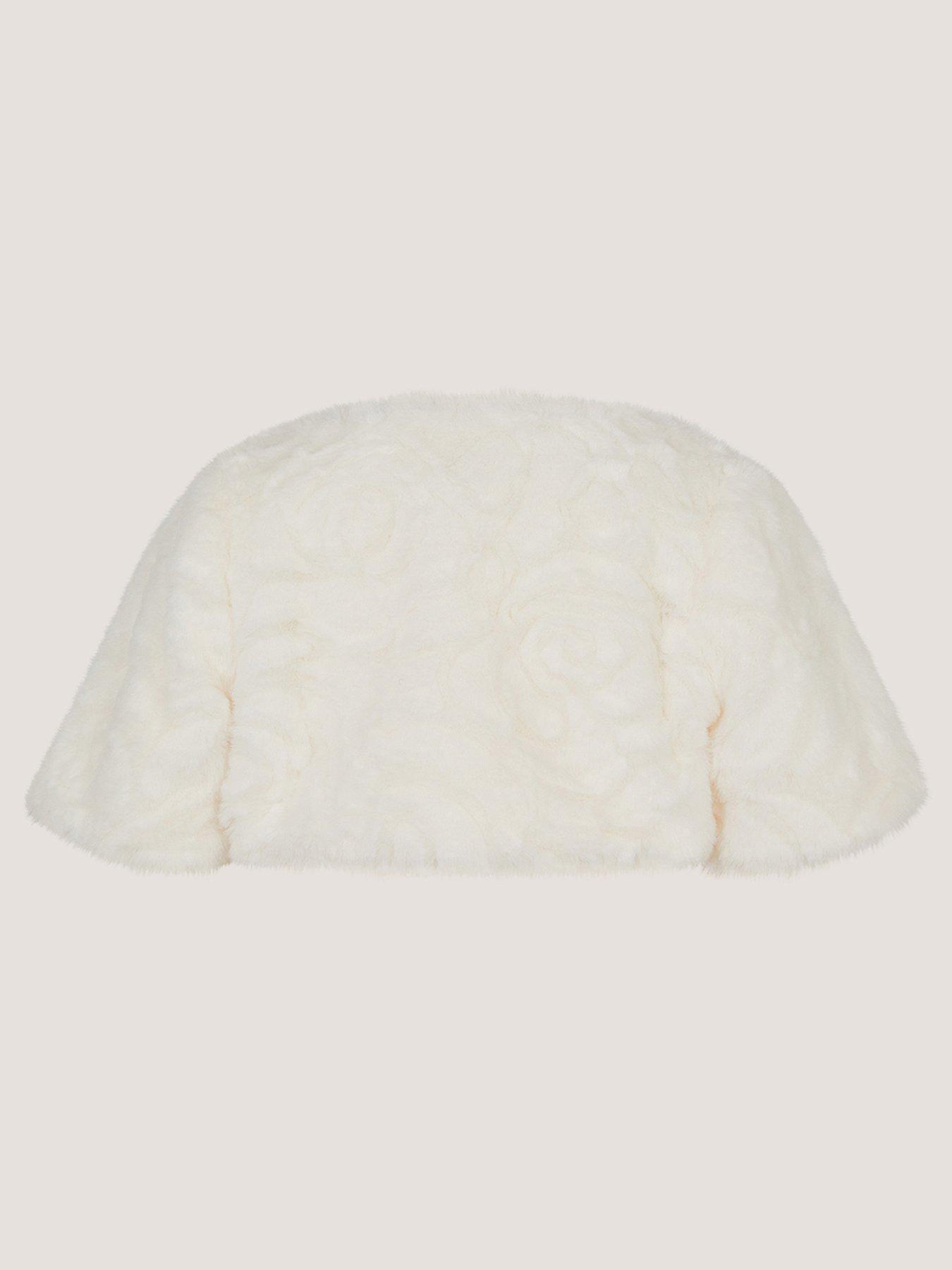 Image 3 of 4 of Monsoon Baby Girls Rose Faux Fur Short Shrug - Ivory