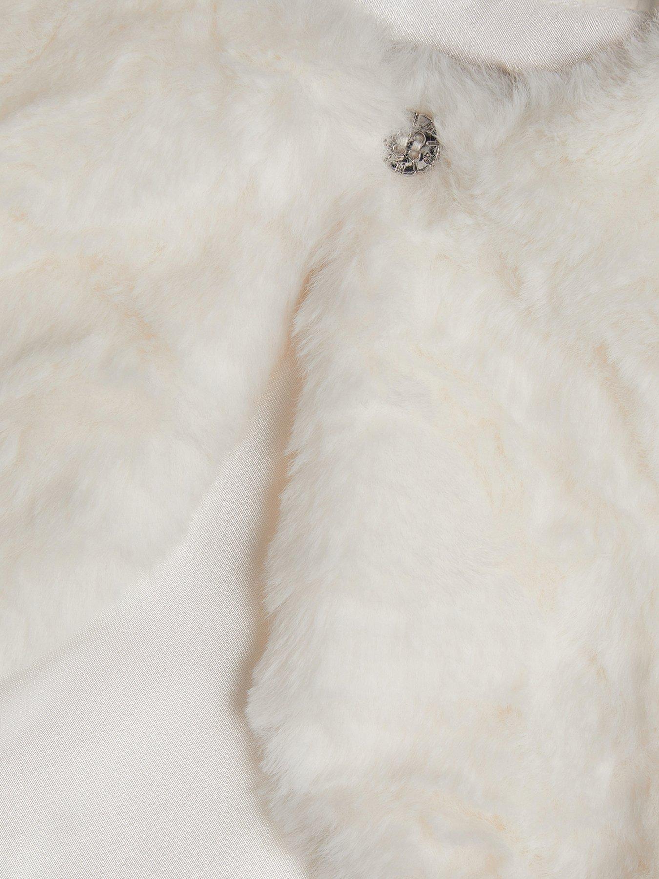 Image 4 of 4 of Monsoon Baby Girls Rose Faux Fur Short Shrug - Ivory