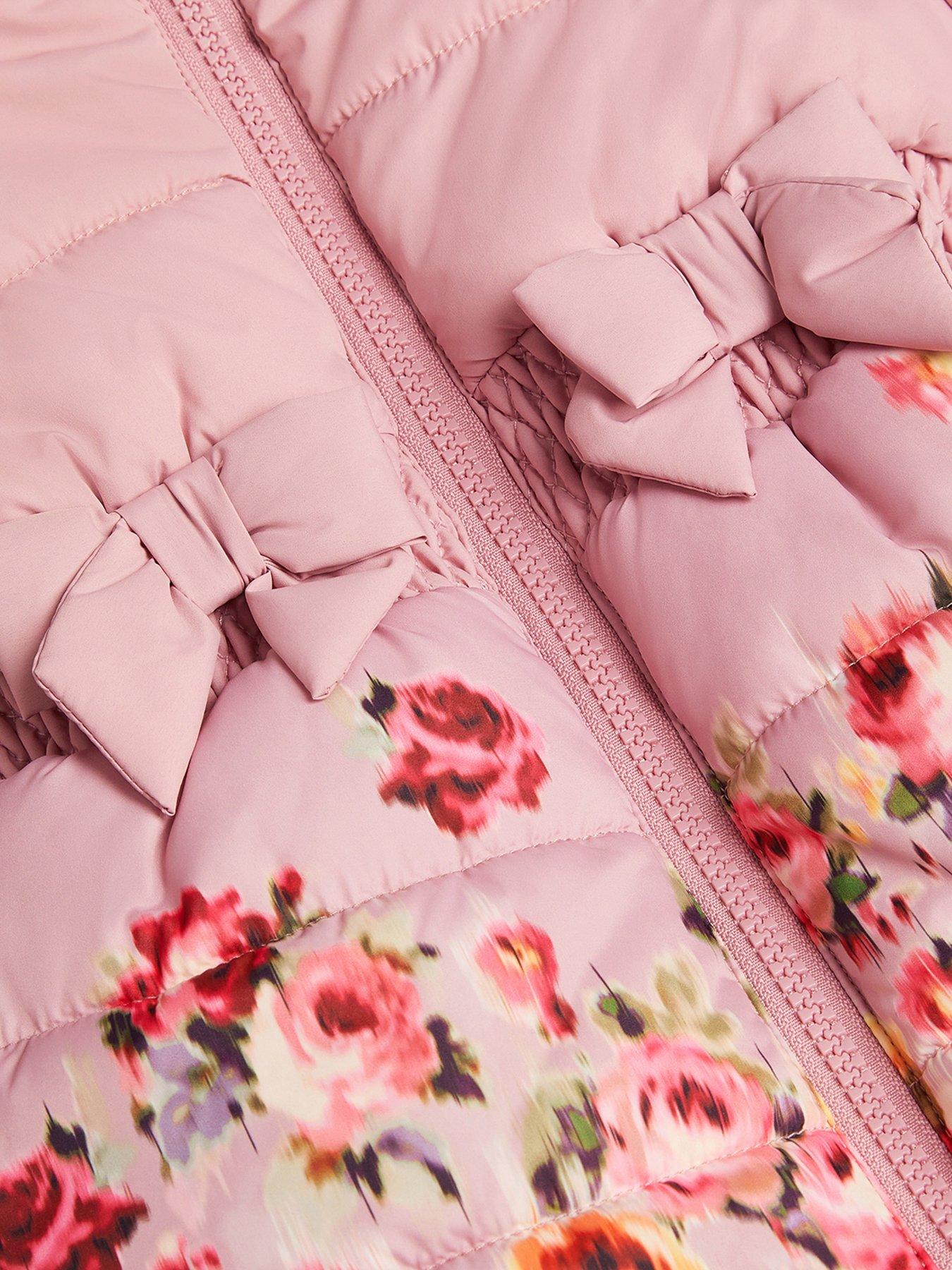 Image 4 of 4 of Monsoon Baby Girls Padded Blurry Roses Coat - Pink