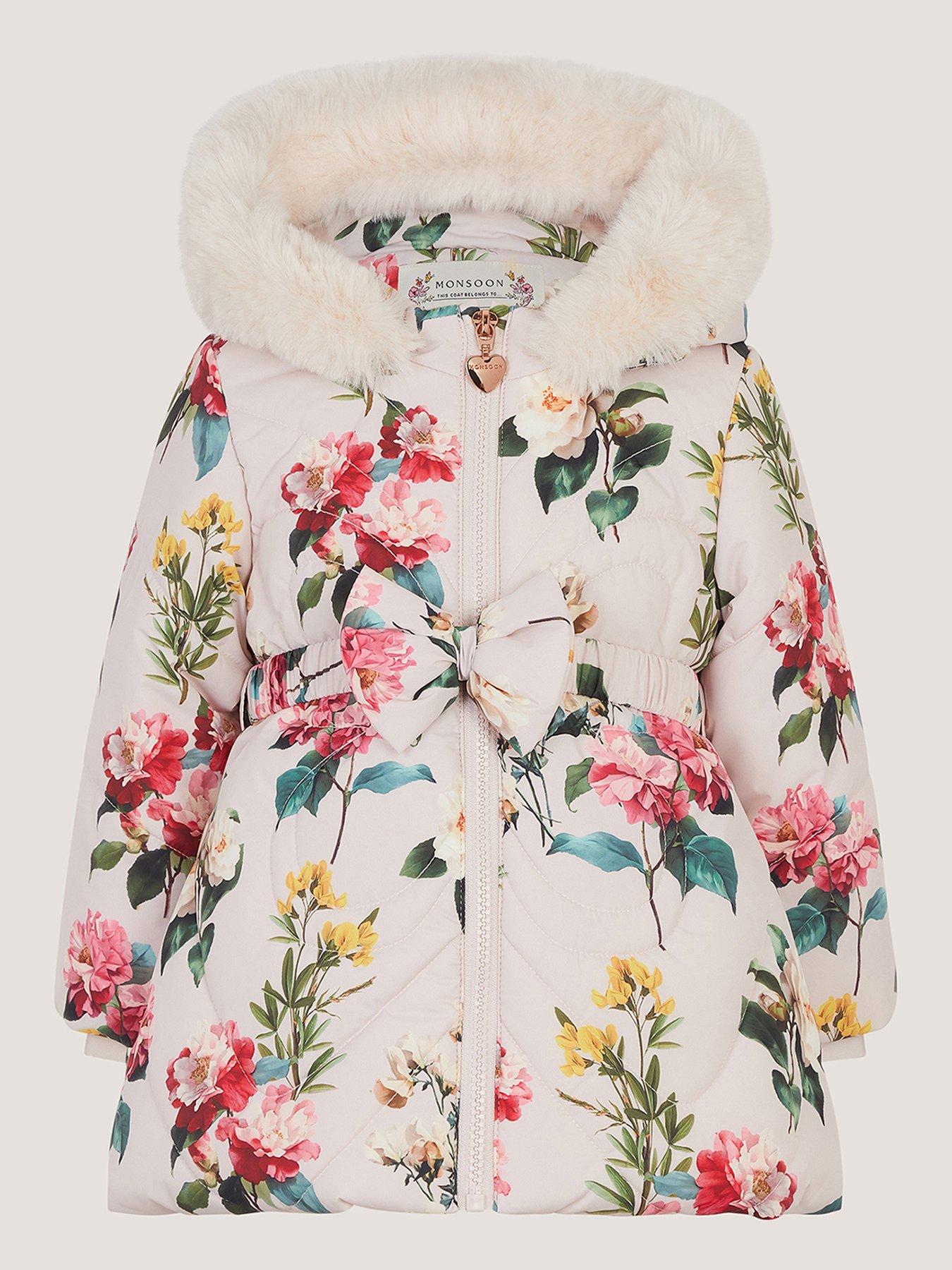 Monsoon Baby Girls Botanical Stem Coat - Ivory