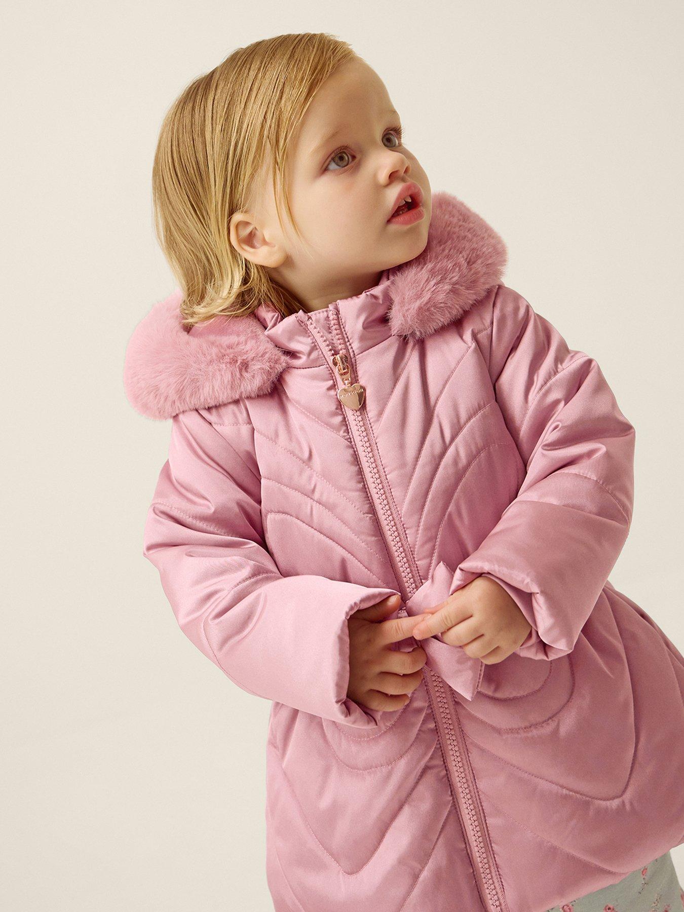 Monsoon Baby Girls Metallic Coat - Pink