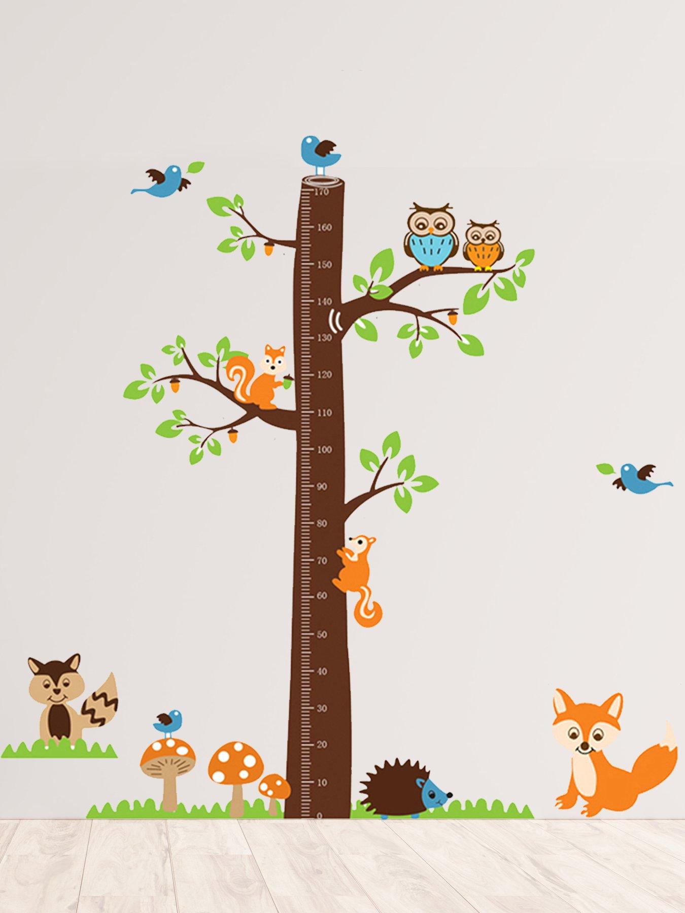 Walplus Fox Tree Height Measure Wall Sticker For Kids Nursery Bedroom Growth Chart Decor