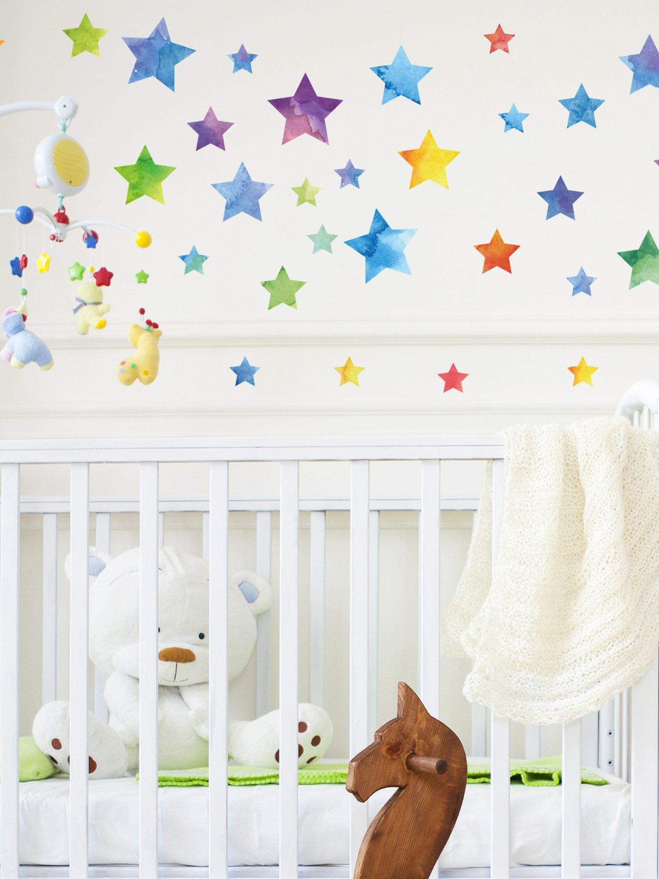 Walplus Colourful Watercolour Stars Wall Stickers For Kids Nursery Bedroom And Playroom Decor