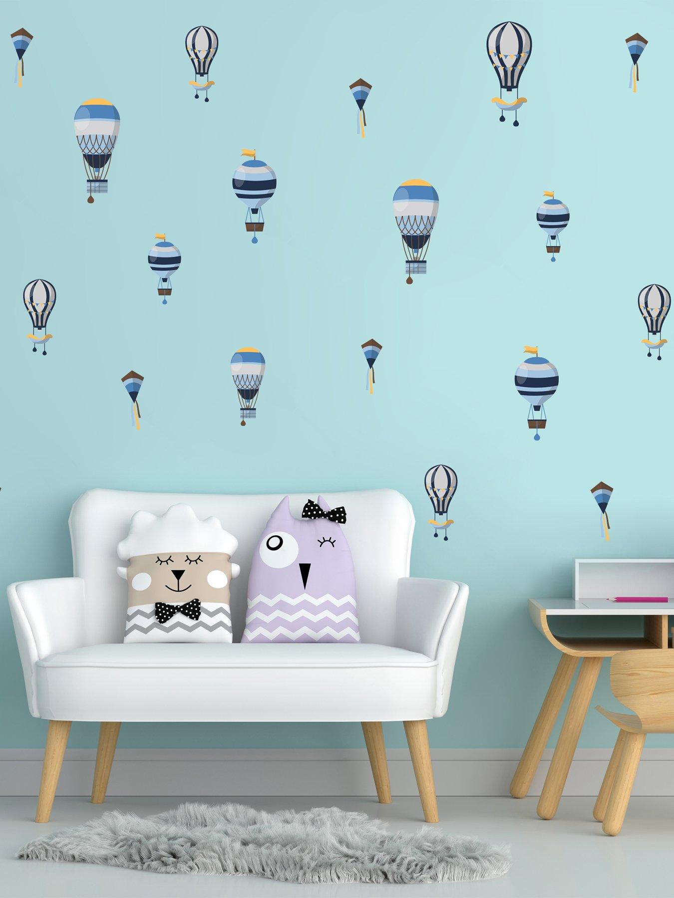 Walplus Blue Hot Air Balloons Wall Stickers For Nursery Kids Bedroom Decor
