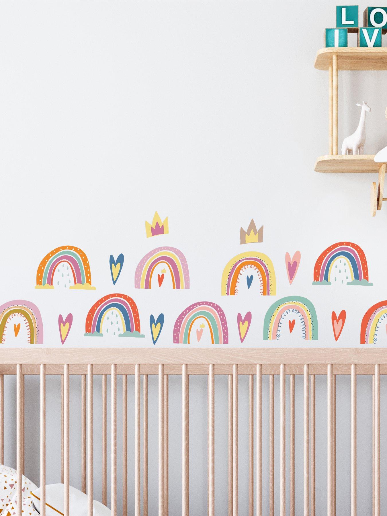 Image 1 of 7 of Walplus Colourful Hand-drawn Rainbows Wall Stickers For Nursery Kids Bedroom Decor
