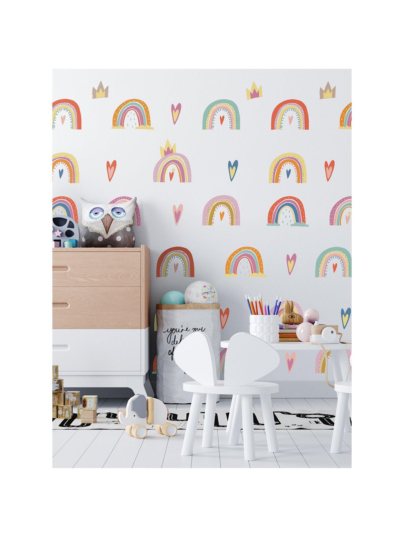 Image 2 of 7 of Walplus Colourful Hand-drawn Rainbows Wall Stickers For Nursery Kids Bedroom Decor