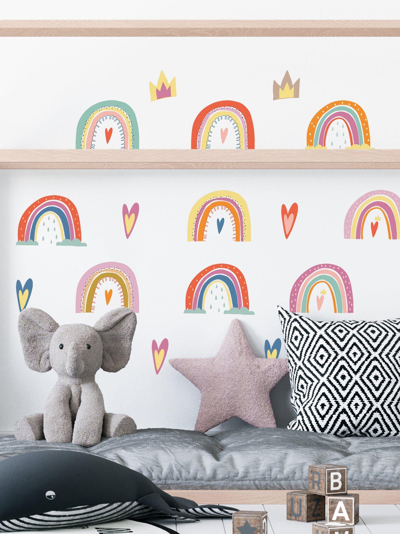 Image 4 of 7 of Walplus Colourful Hand-drawn Rainbows Wall Stickers For Nursery Kids Bedroom Decor
