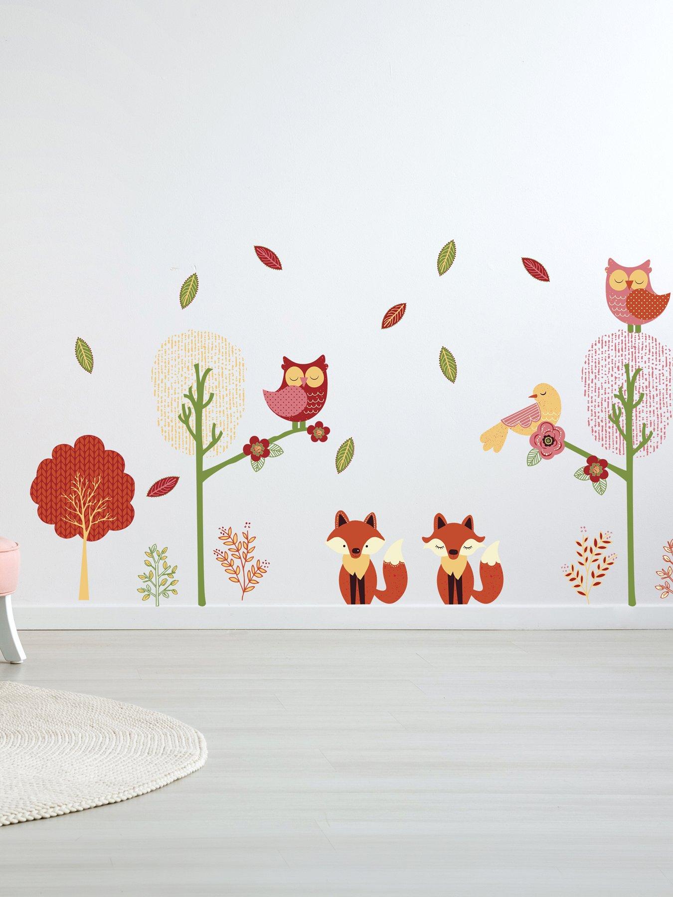 Image 1 of 5 of Walplus Fox Forest Animal Wall Stickers For Kids Nursery Bedroom Woodland Decor