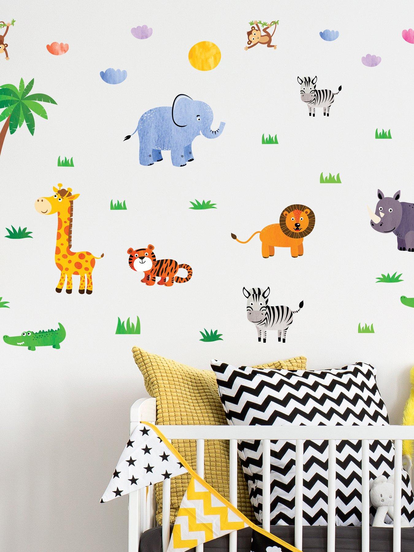 Walplus Jungle Animals Wall Stickers For Kids Nursery Bedroom Safari Animal Decor