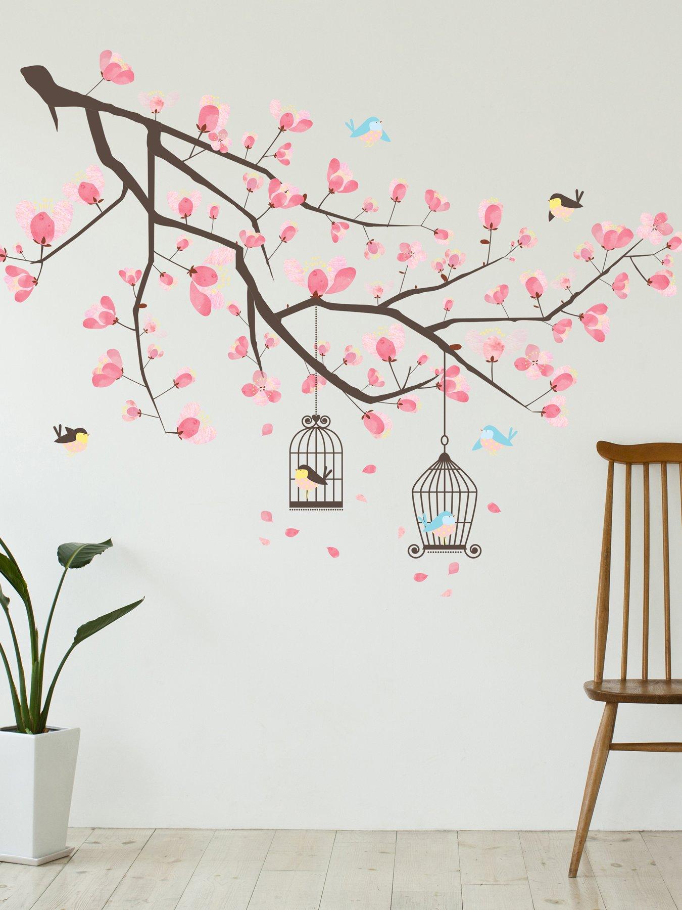Walplus Cherry Blossom Branch Wall Sticker Floral Tree Decor For Bedroom Living Room