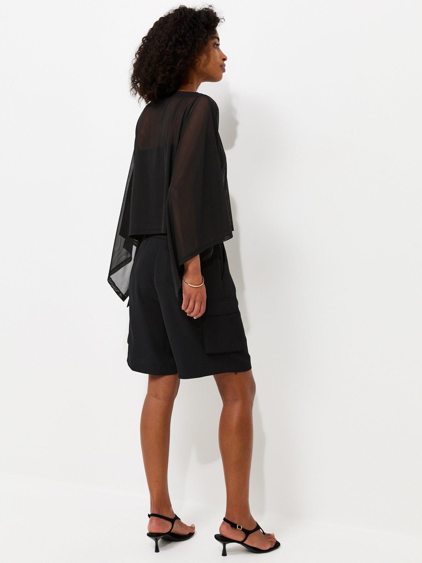 Image 2 of 5 of New Look Slash Neck Mesh Cape - Black