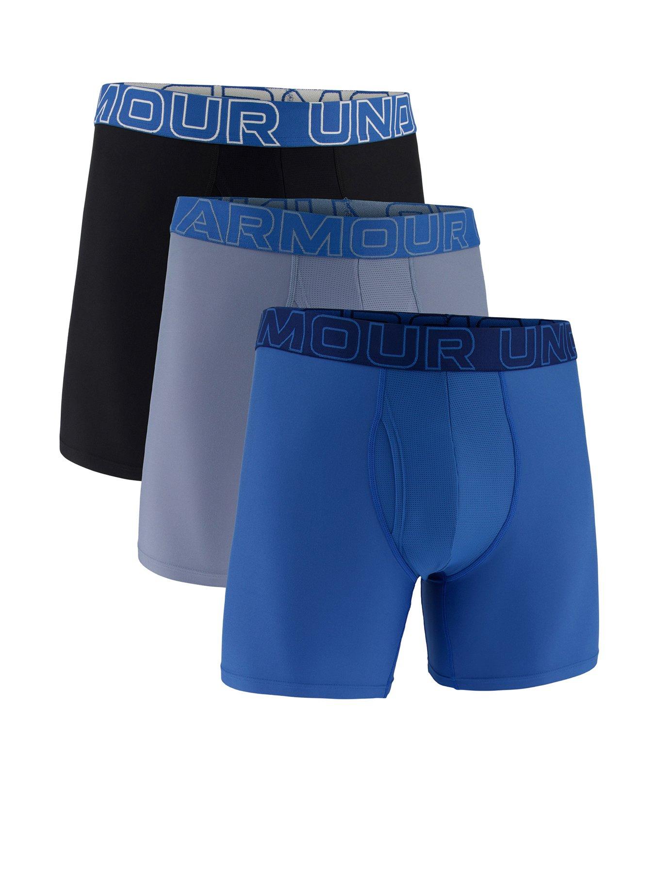Image 1 of 5 of UNDER ARMOUR Men's Performance Boxer Briefs 3 Pack 6-Inch Underwear Set - Blue