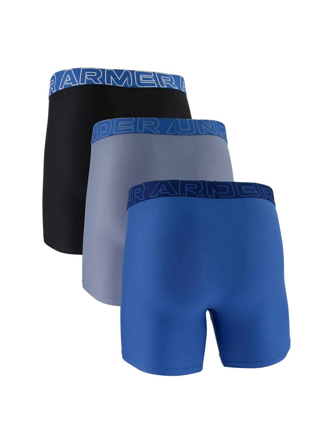 Image 3 of 5 of UNDER ARMOUR Men's Performance Boxer Briefs 3 Pack 6-Inch Underwear Set - Blue