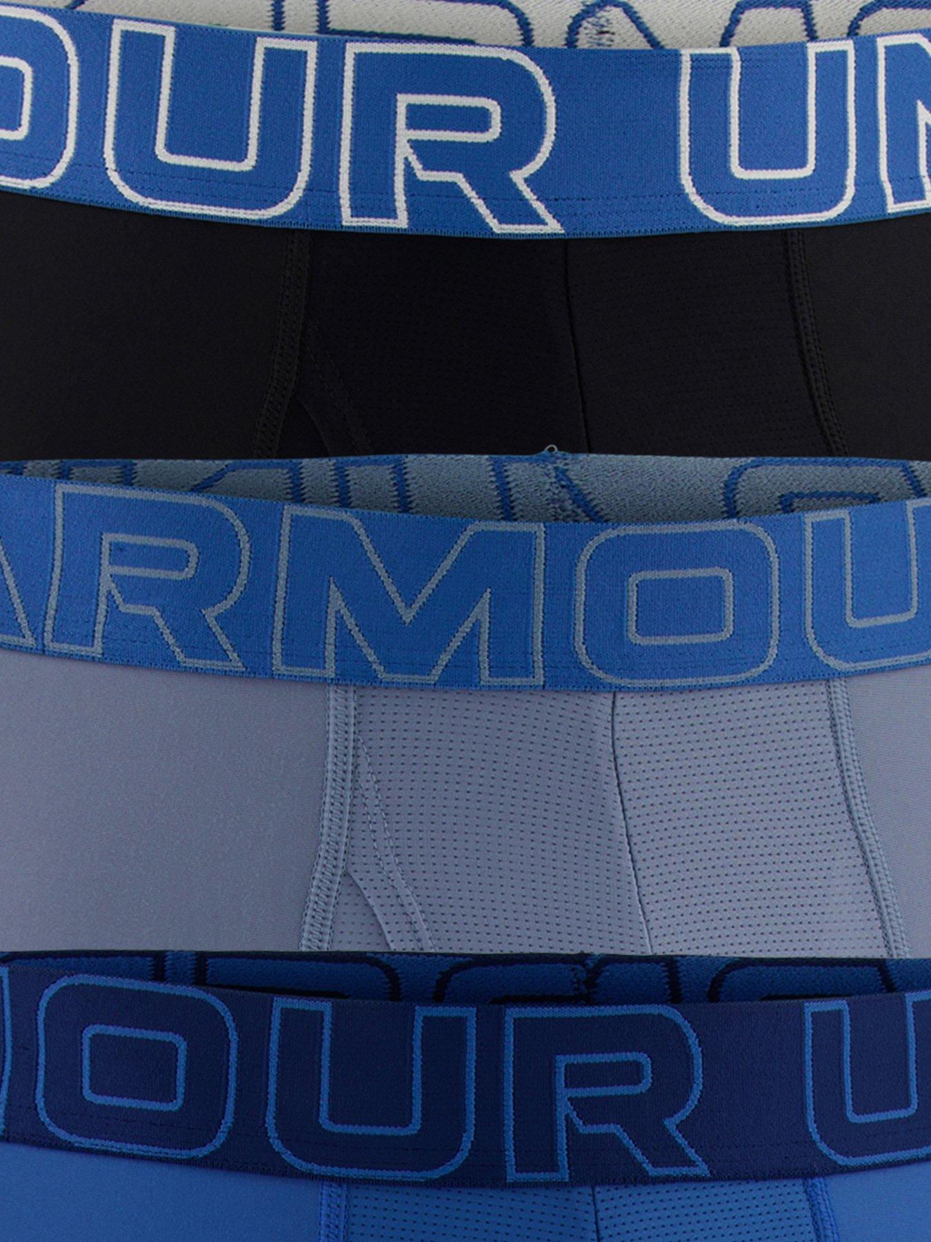 Image 4 of 5 of UNDER ARMOUR Men's Performance Boxer Briefs 3 Pack 6-Inch Underwear Set - Blue