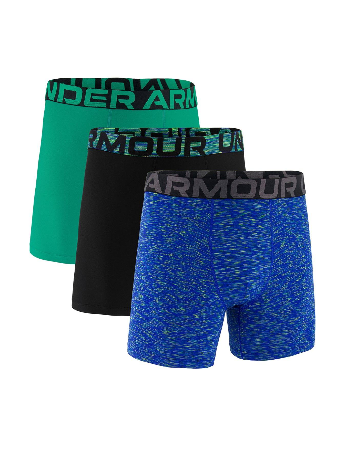 Image 1 of 3 of UNDER ARMOUR Mens Performance Tech - Graphic 6-Inch 3-Pack of Boxers - Blue-Print/Green/Black