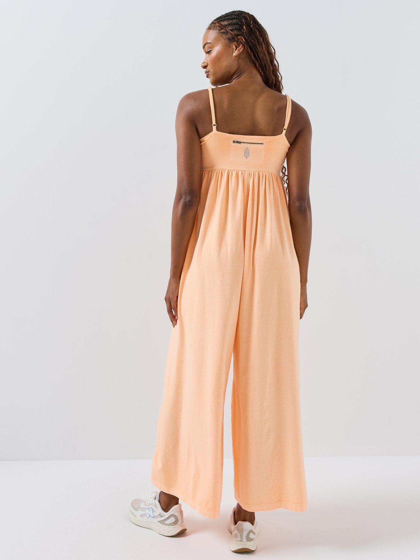 Image 2 of 6 of FP Movement Womens Strappy Square Neck Stretch Jumpsuit - Orange