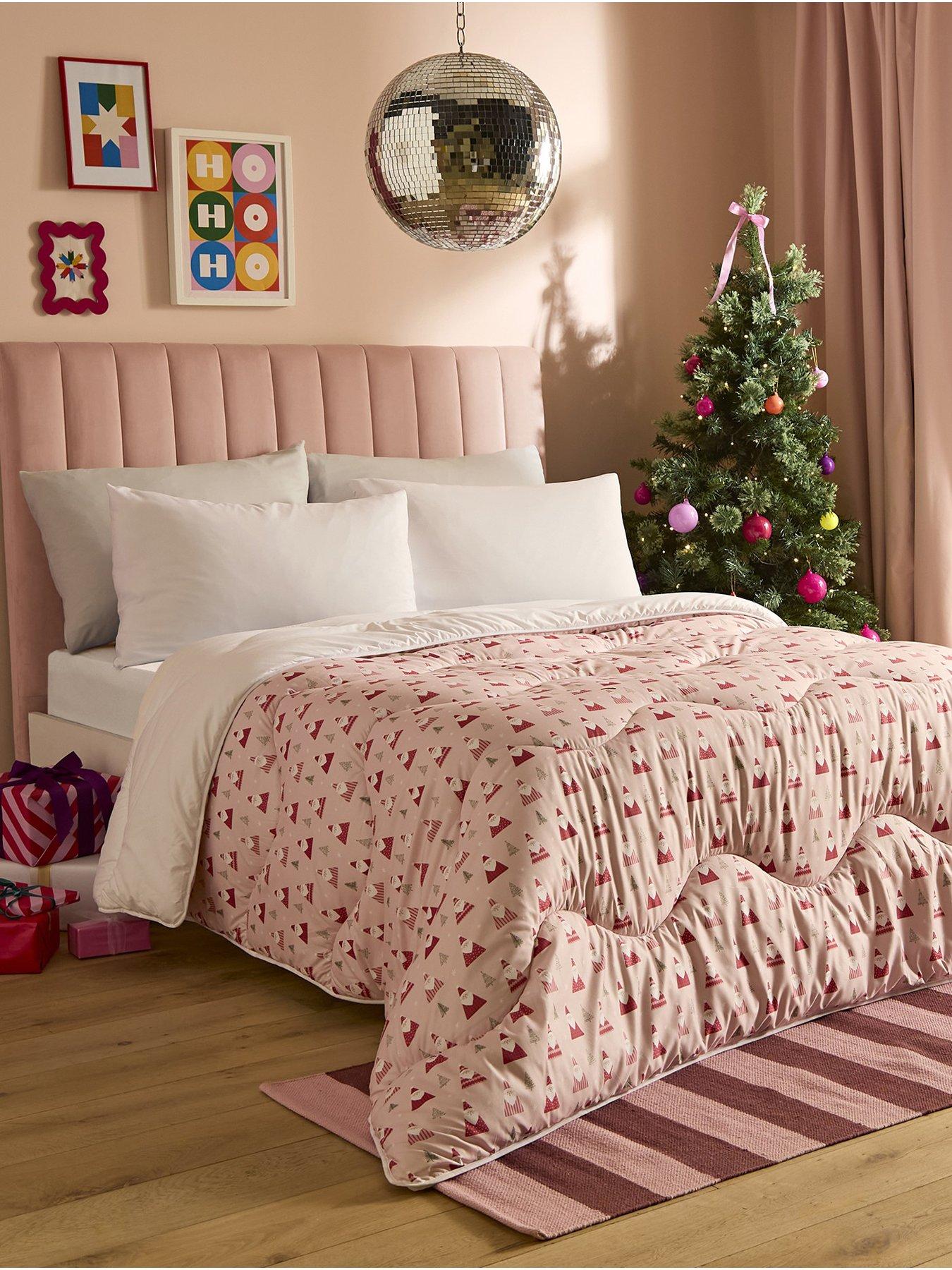 Night Lark Pink Santa 10.5 Tog Coverless Duvet  &  Pillowcase Set