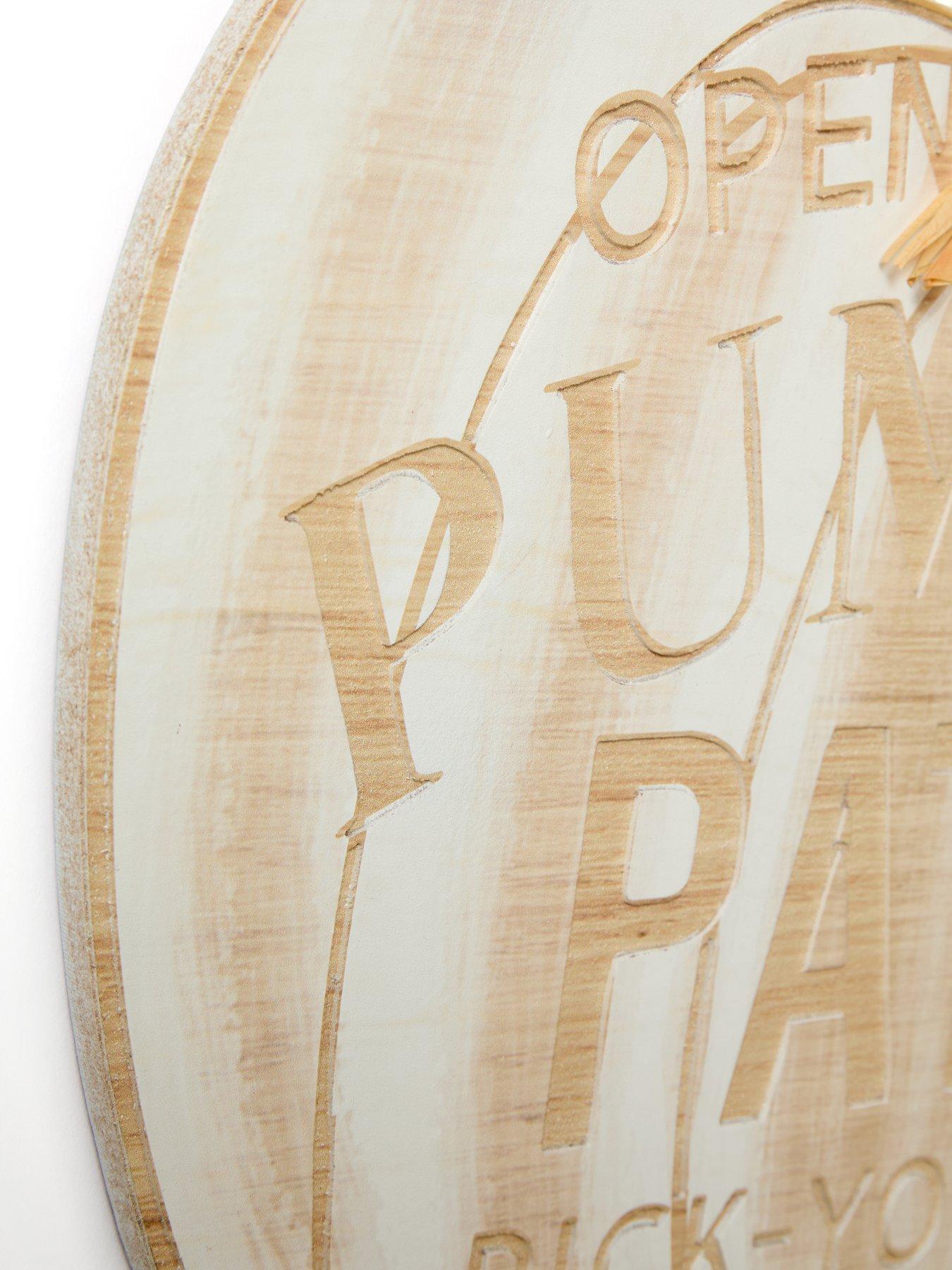 Image 3 of 5 of Festive 50cm White Washed Wooden Pumpkin Patch Sign
