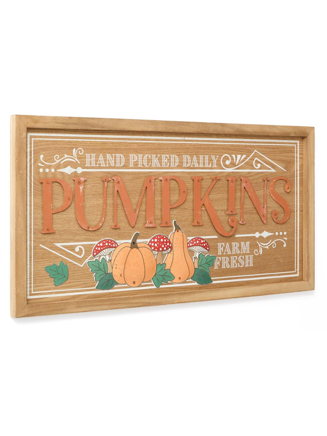 Image 2 of 5 of Festive 63cm Hand Picked Daily Pumpkins Dark Wood Sign