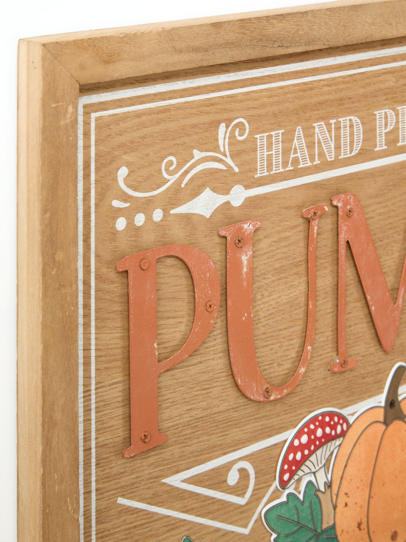 Image 3 of 5 of Festive 63cm Hand Picked Daily Pumpkins Dark Wood Sign