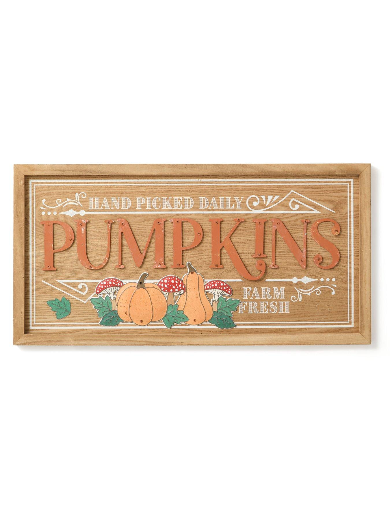 Image 5 of 5 of Festive 63cm Hand Picked Daily Pumpkins Dark Wood Sign