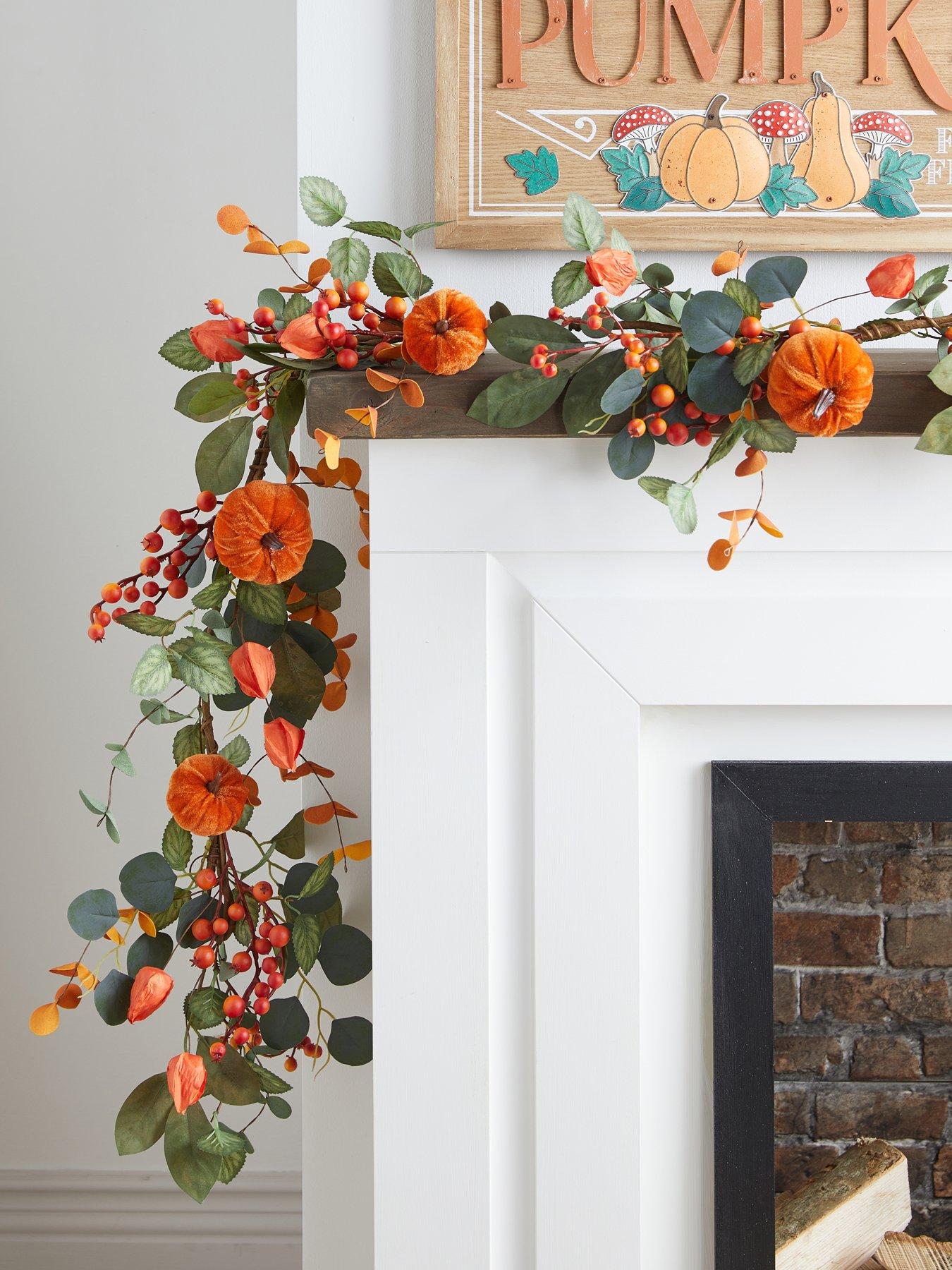 Image 1 of 7 of Scottish Everlastings Orange Pumpkin Garland - 180cm