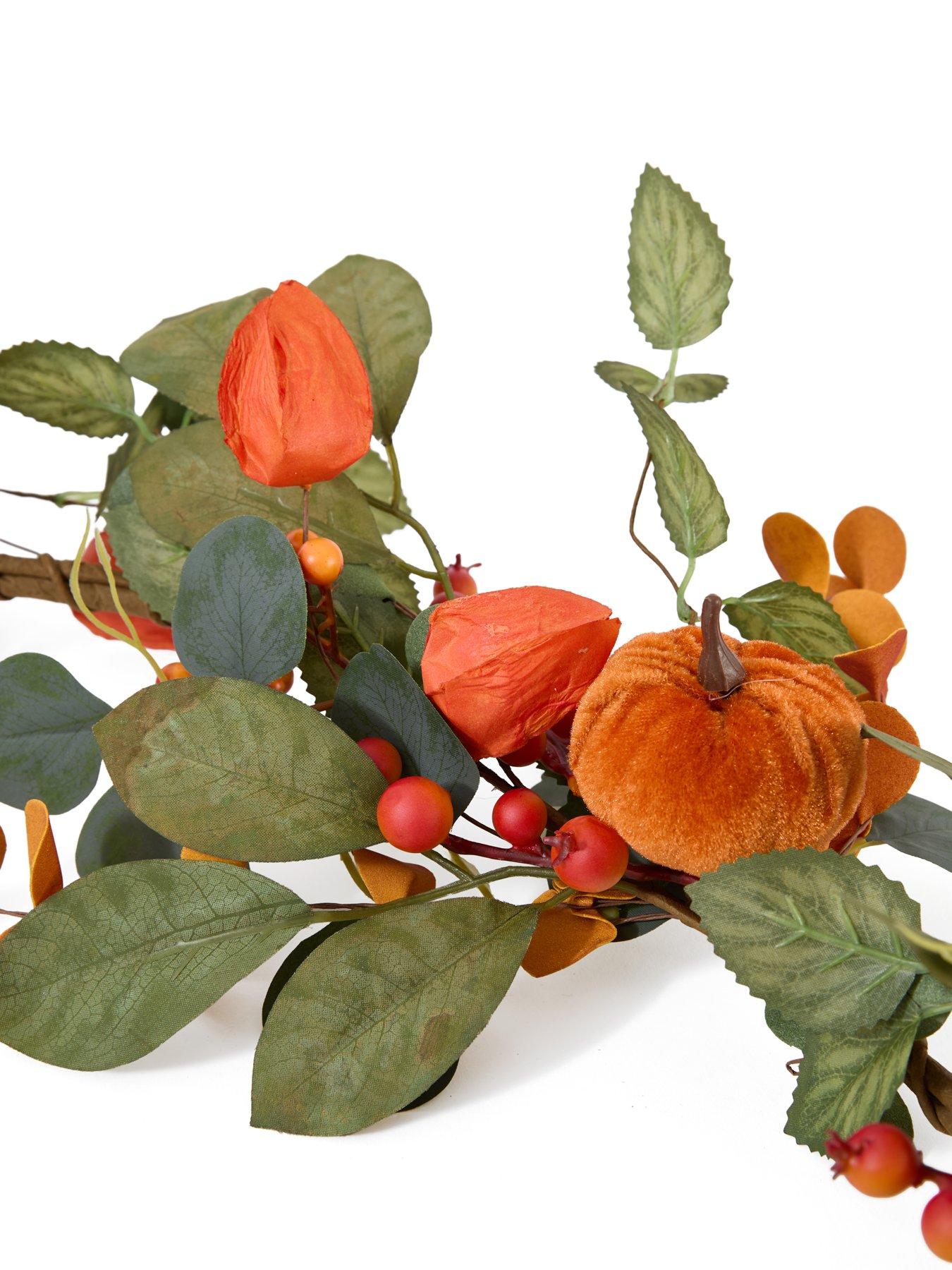 Image 2 of 7 of Scottish Everlastings Orange Pumpkin Garland - 180cm
