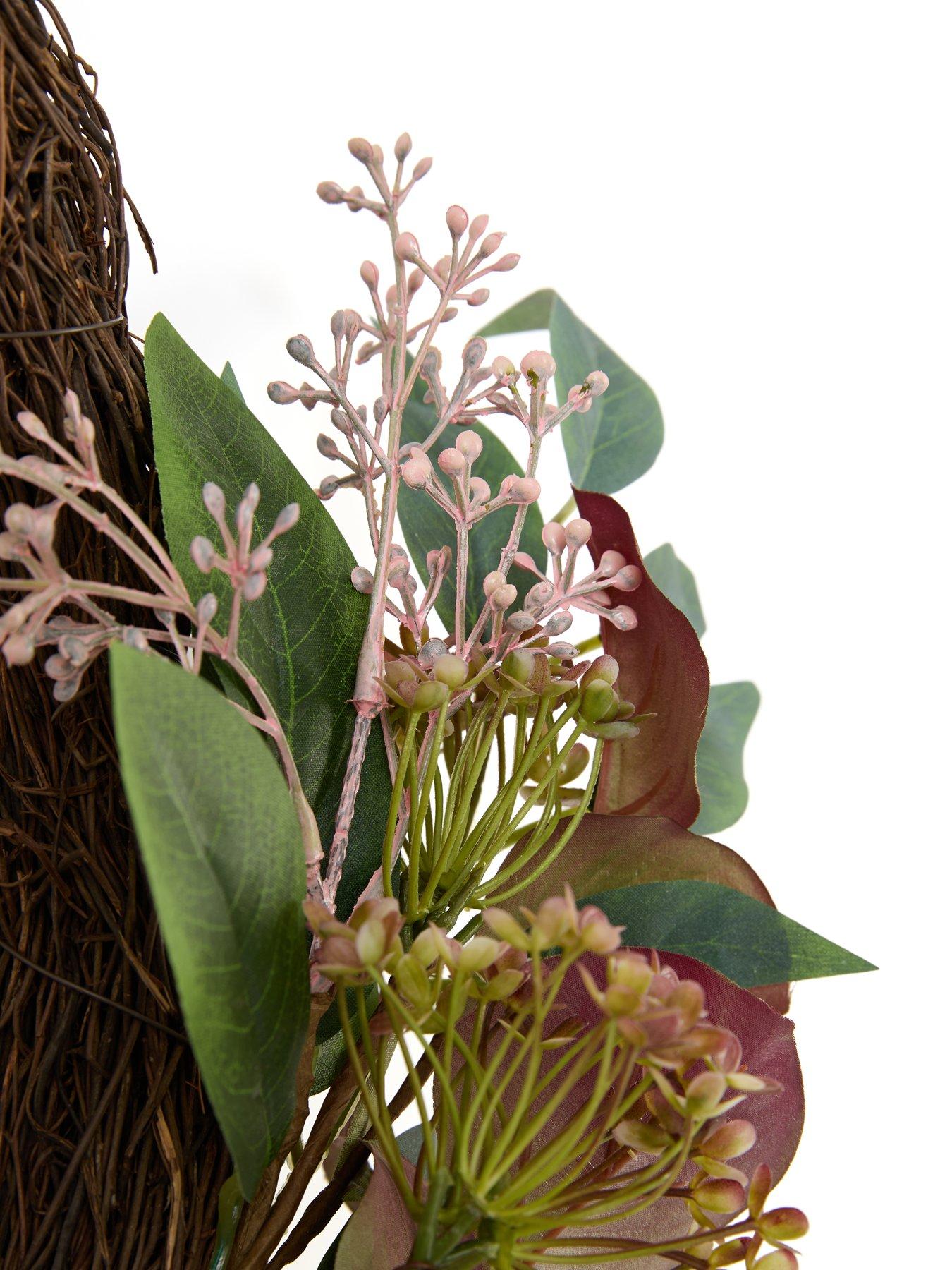 Image 5 of 7 of Scottish Everlastings Pumpkin Half Wreath - Plum - 45cm