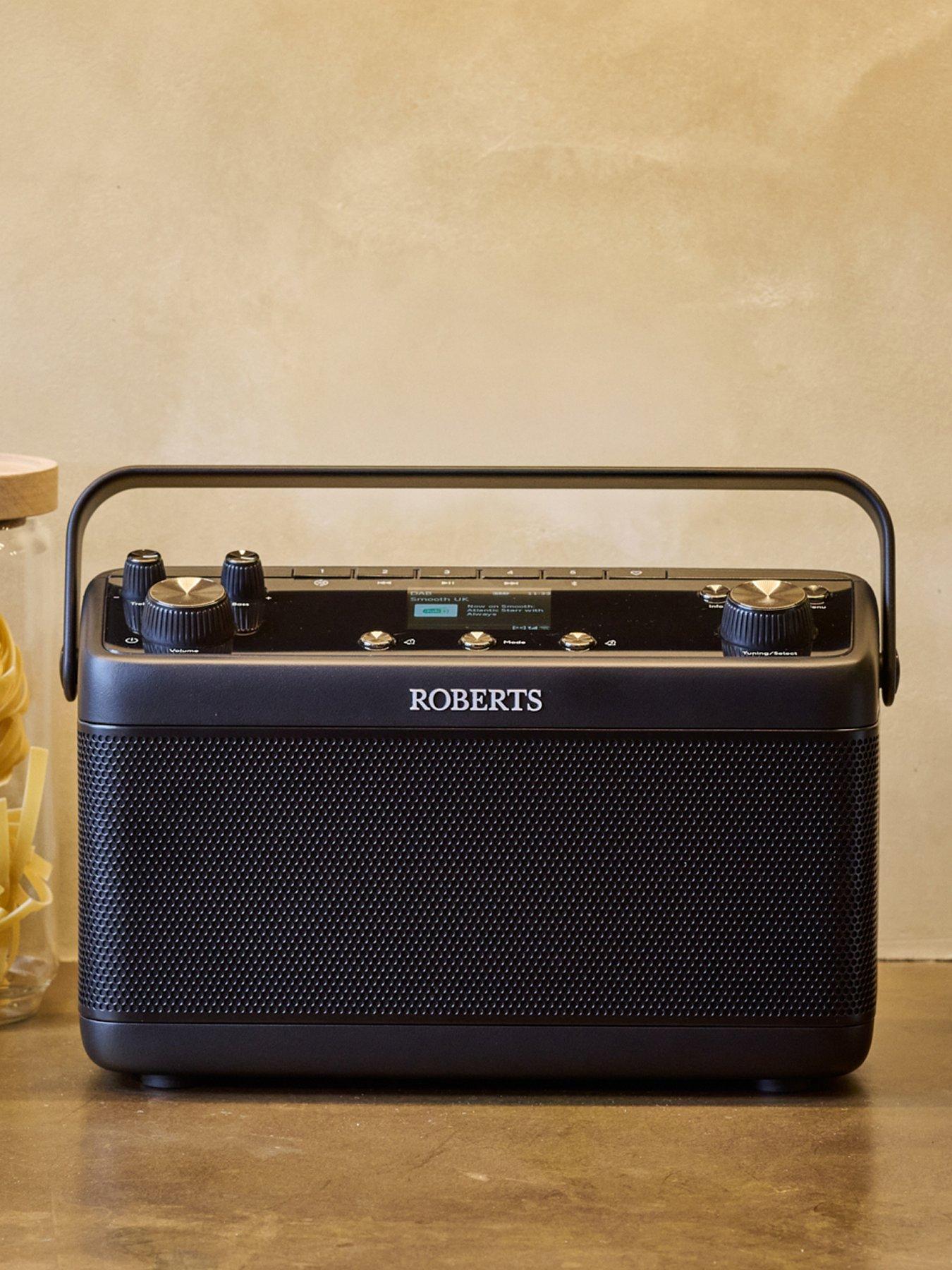 Roberts Stream 219 Black, internet, DAB+/FM and Bluetooth radio with Spotify, colour screen, 60 presets, bass/treble controls and dual speakers.