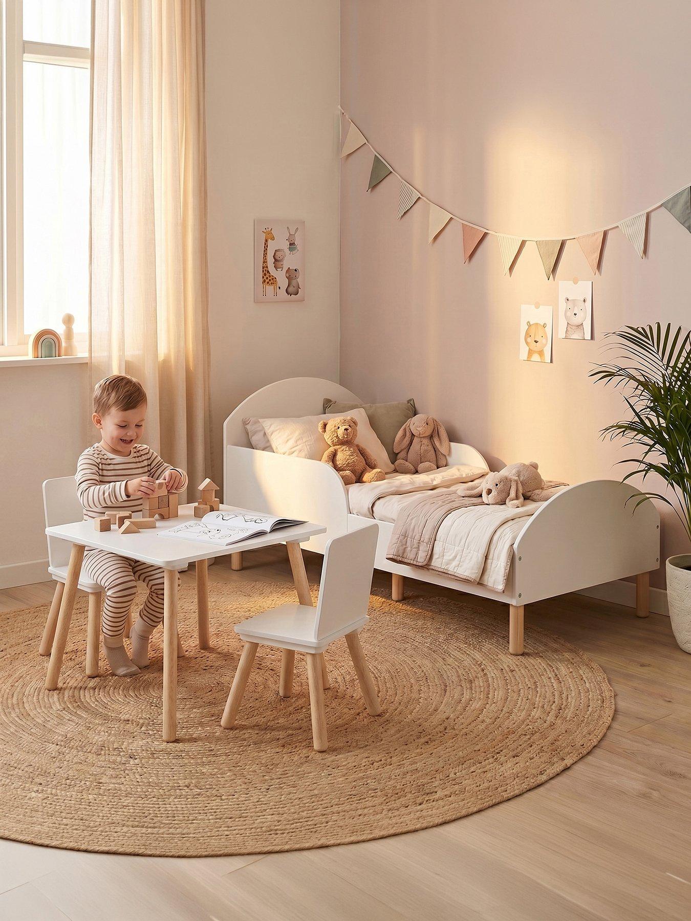 Liberty House Toddler bed and table and two chairs - white