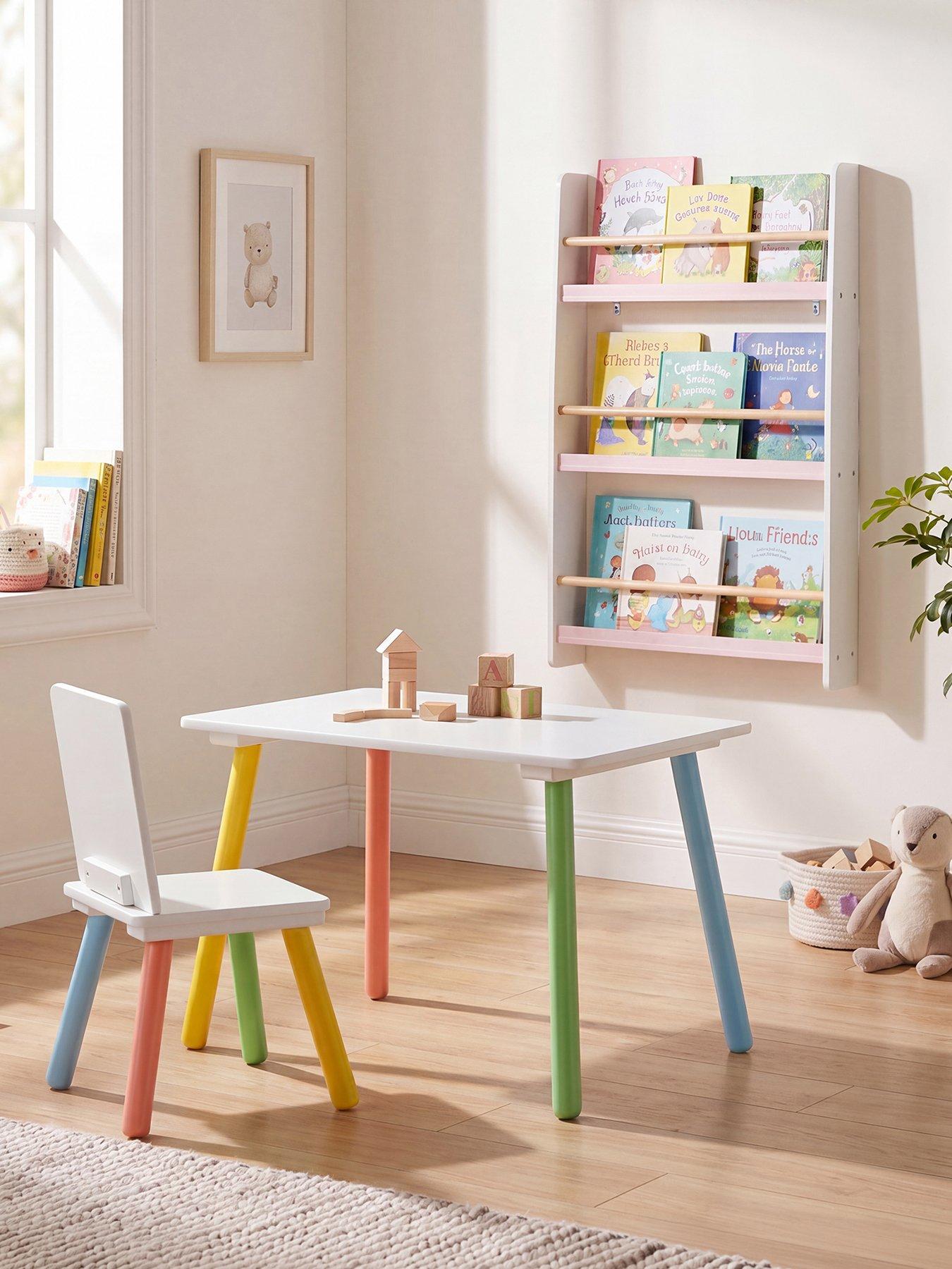 Image 6 of 7 of Liberty House Rainbow Table and Bookshelf set - white/pink
