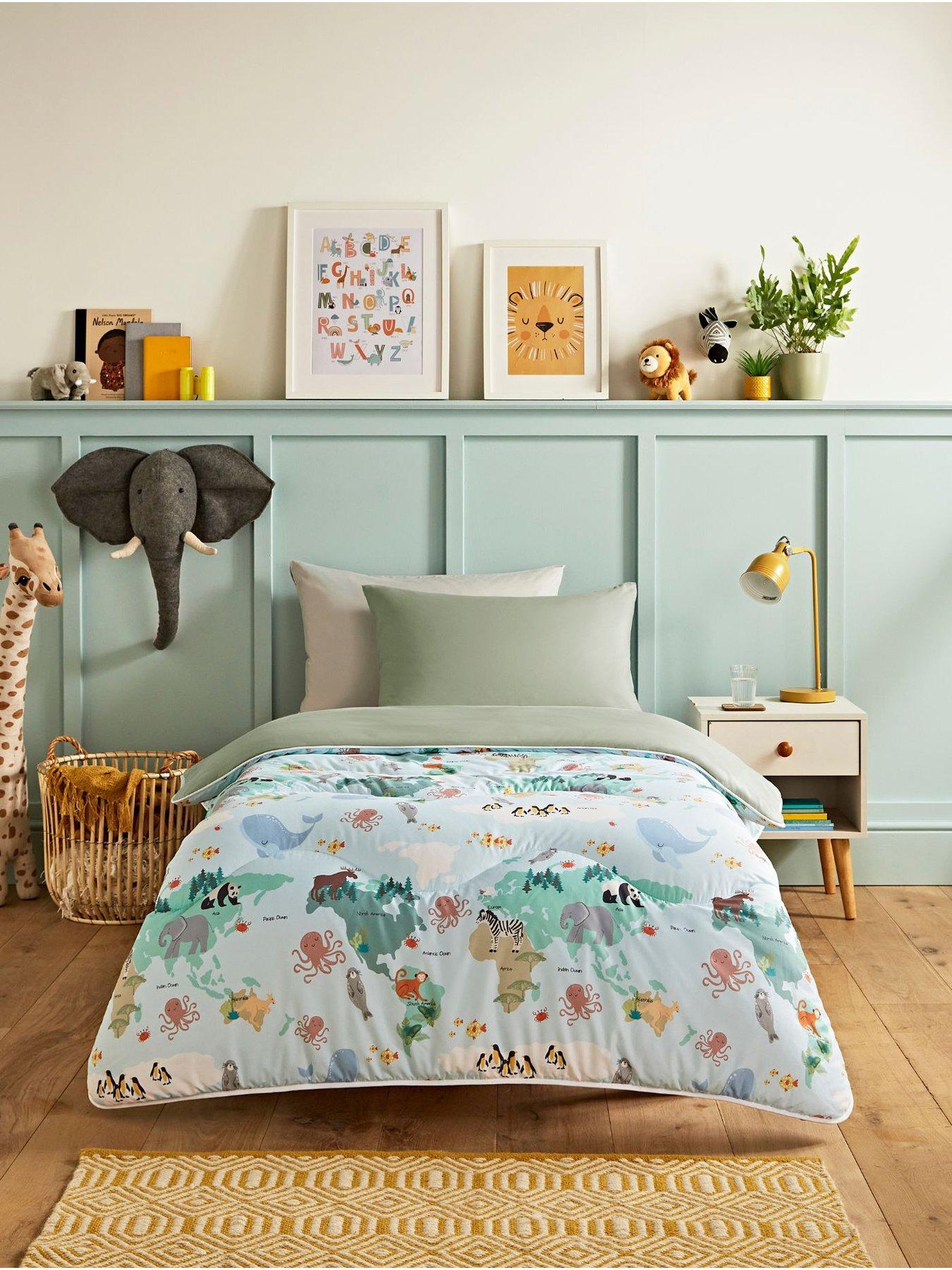 Night Lark Junior 10.5 Tog Coverless Duvet  &  Pillowcase Set - Animal Atlas