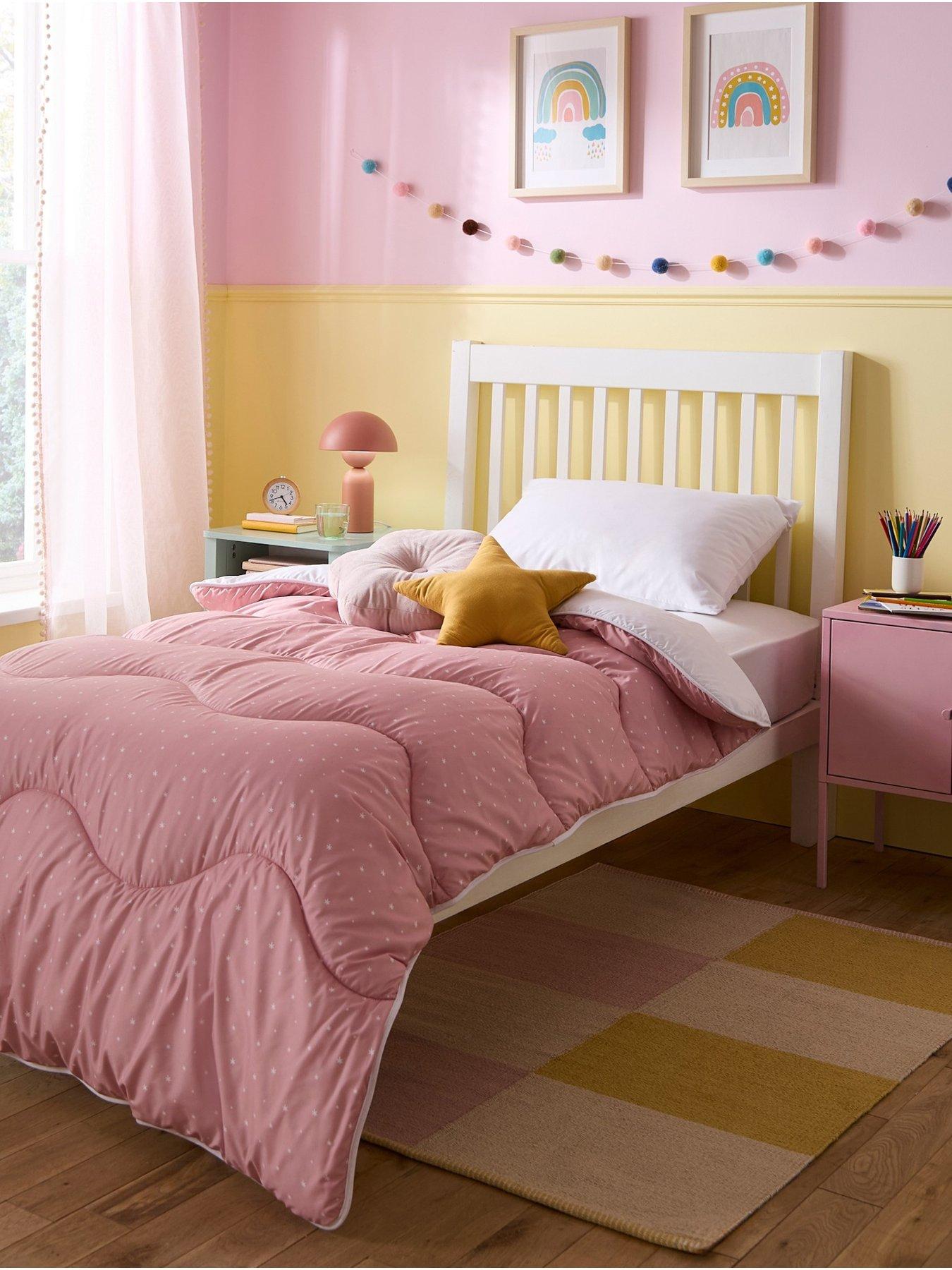 Night Lark Junior 4.5 Tog Coverless Duvet  &  Pillowcase Set - Pink Starry Night