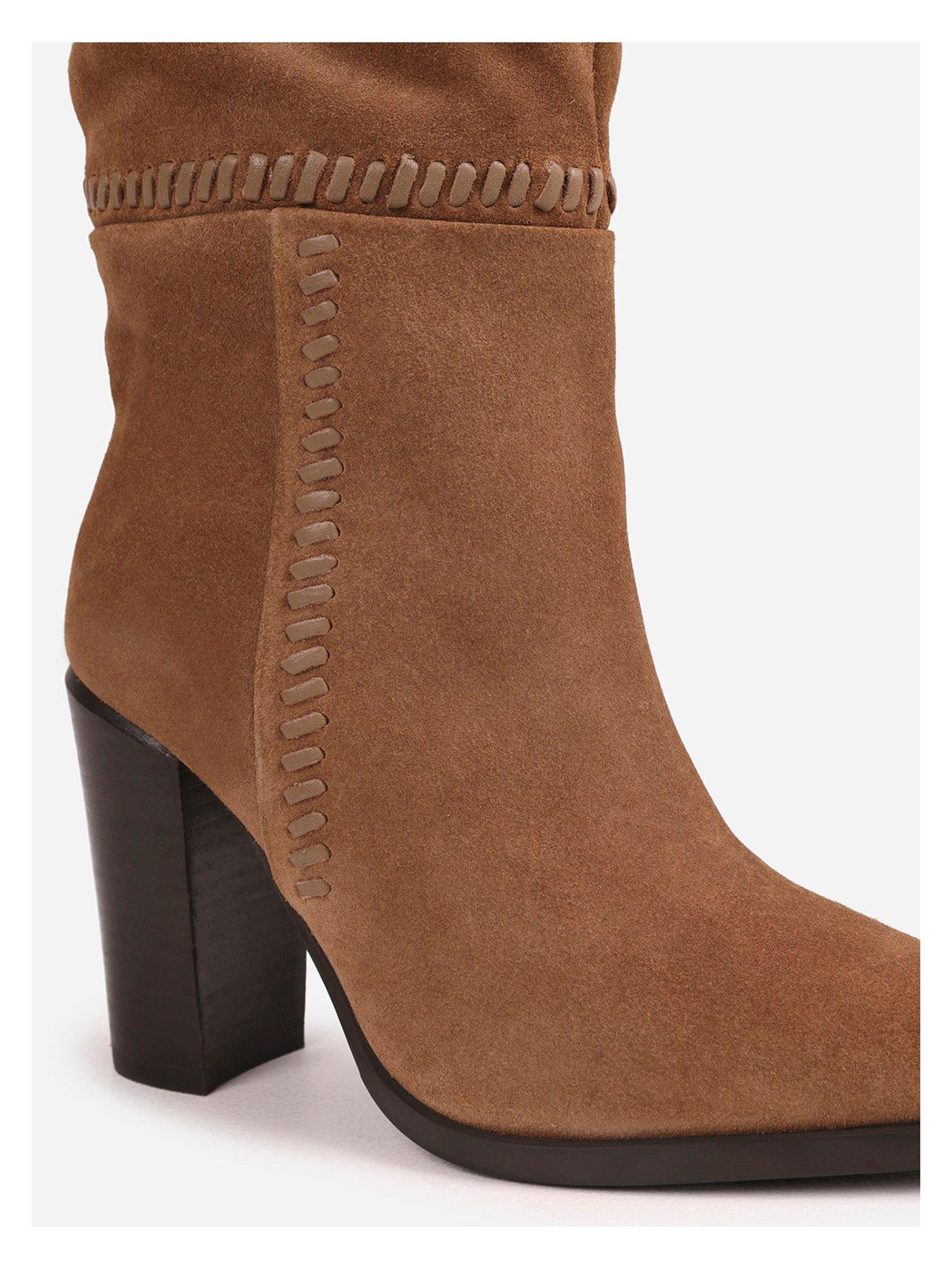 Image 4 of 7 of Bronx Americana Knee High Suede Slouch Boots - Brown
