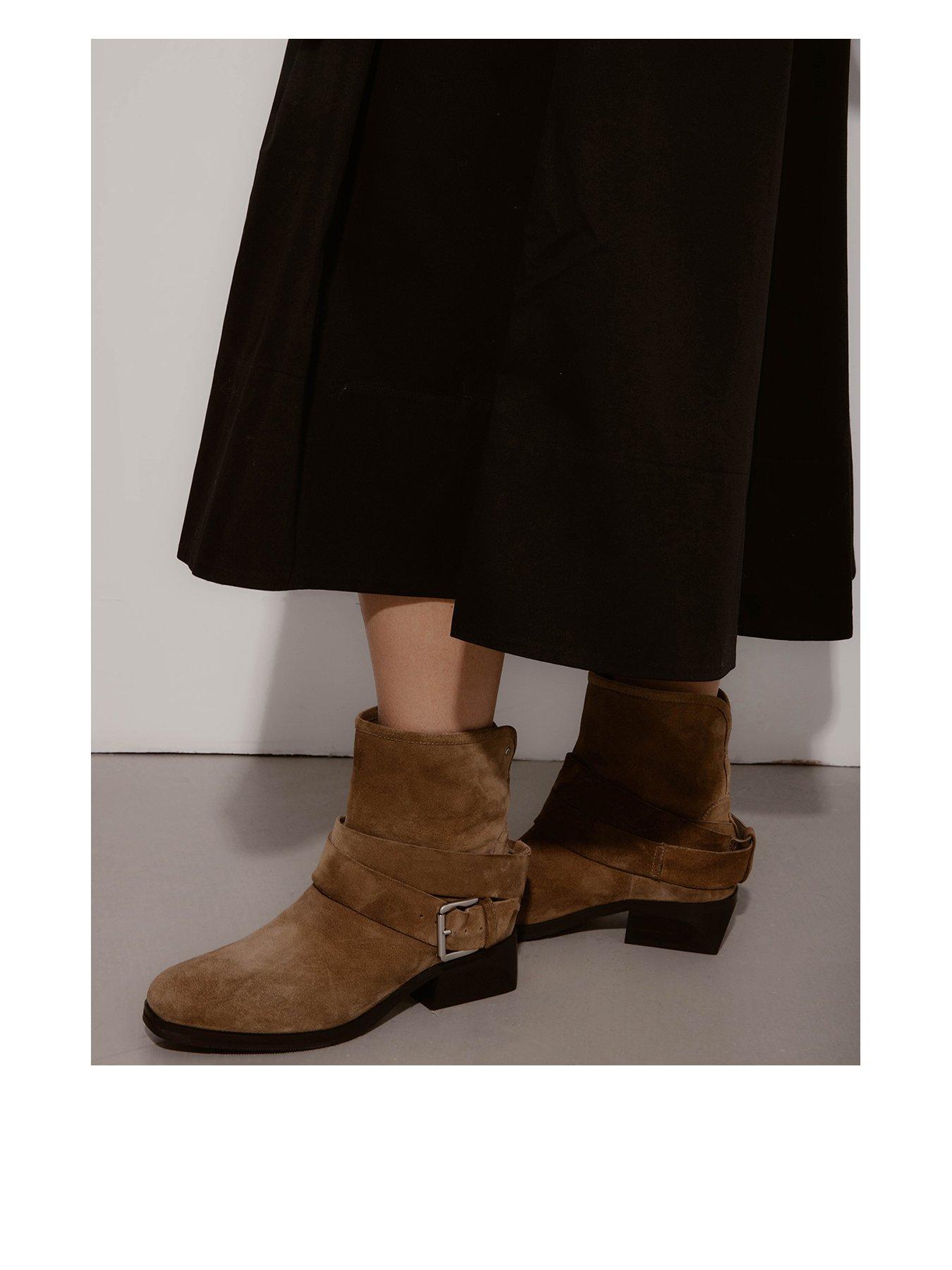 Image 1 of 7 of Bronx Brod-Ey Buckle Detail Ankle Boots - Brown
