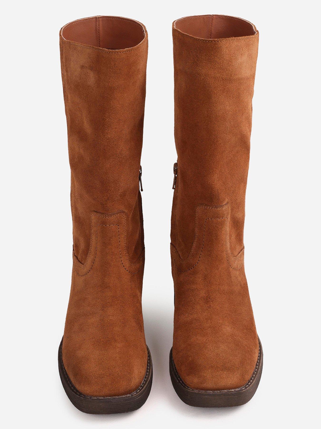 Image 4 of 7 of Bronx Ky-Ley Slouch Suede Ankle Boot - Tan