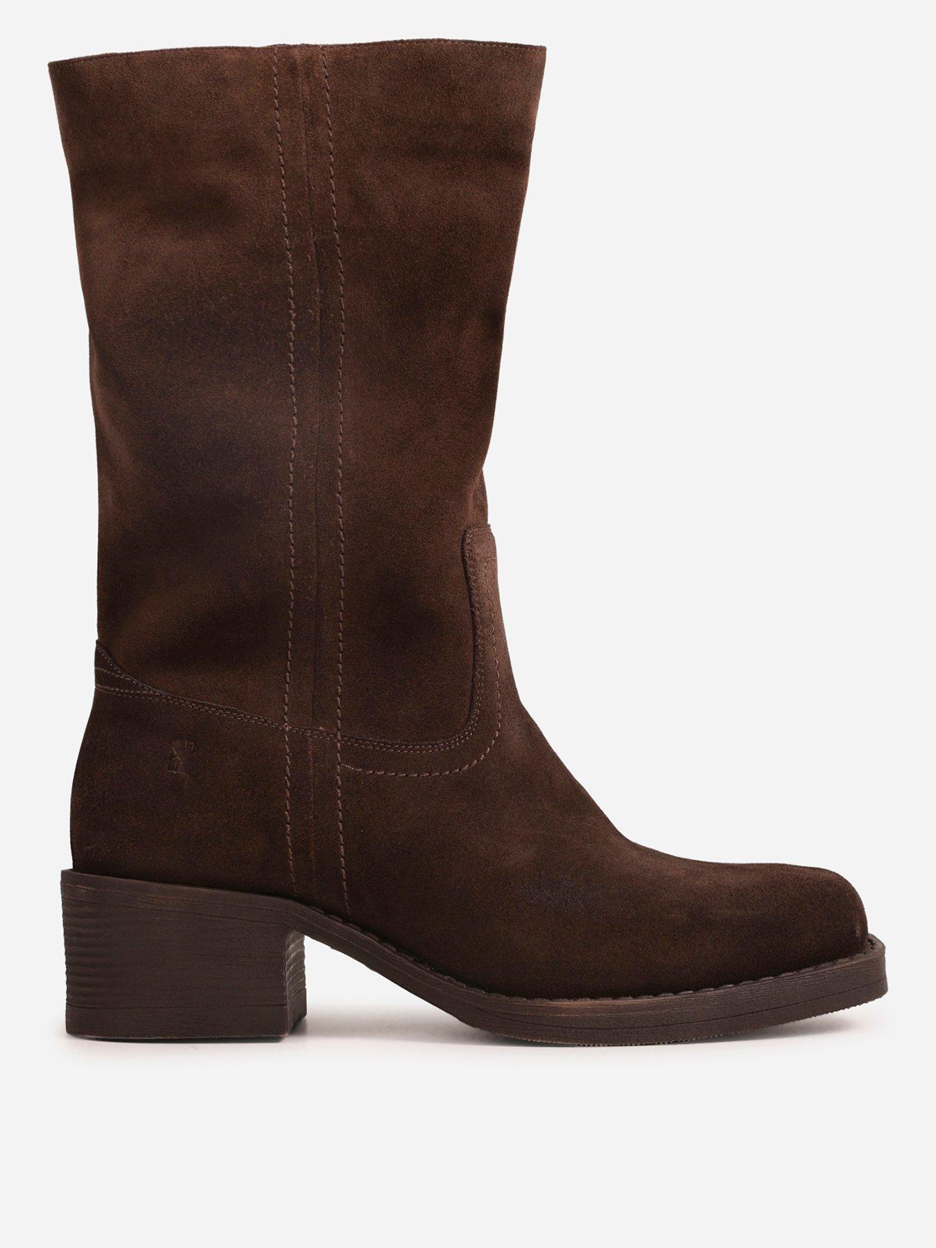 Image 1 of 7 of Bronx Womens Ky-ley Slouch Block Heel Ankle Boots - Brown