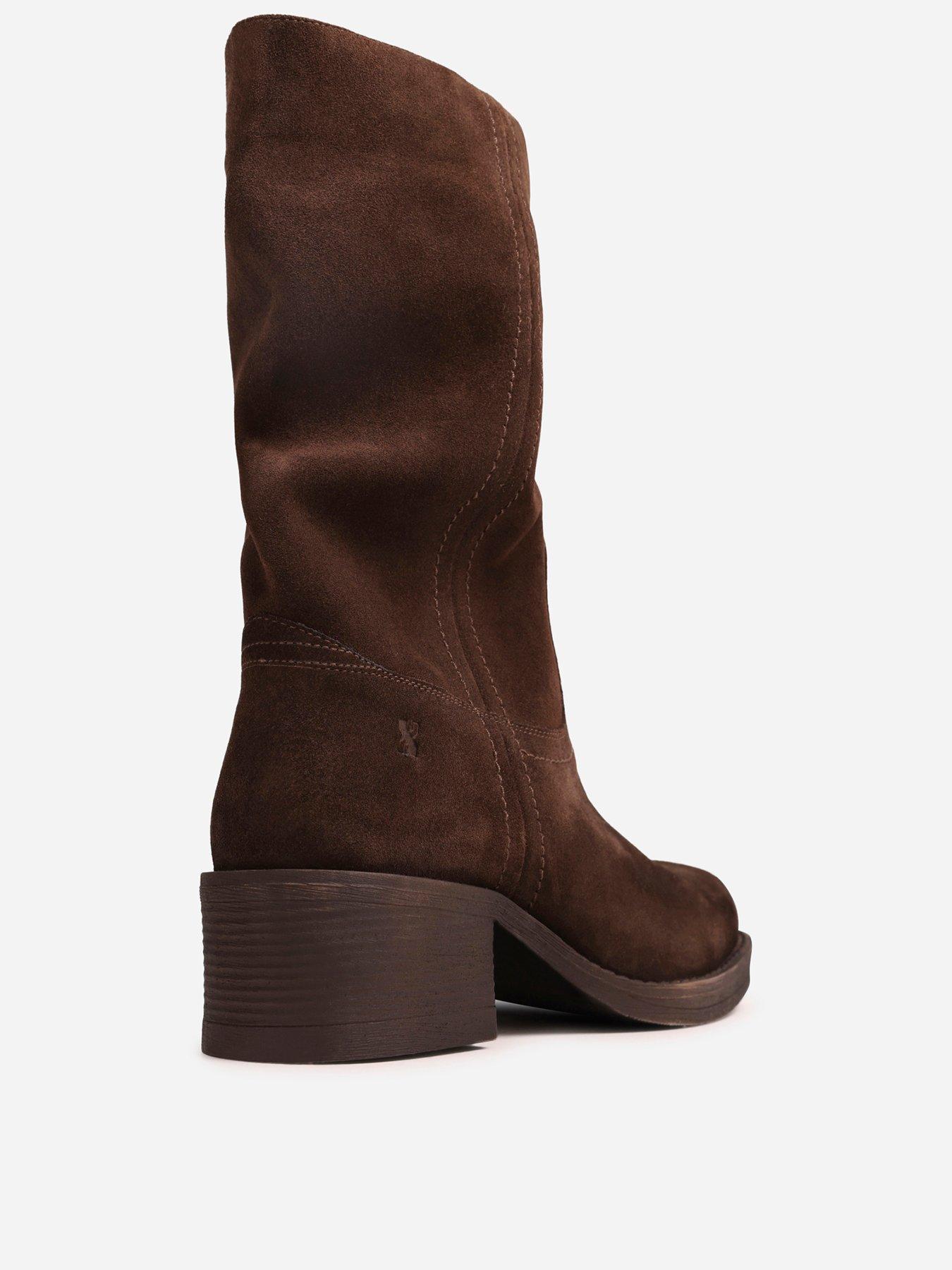 Image 3 of 7 of Bronx Womens Ky-ley Slouch Block Heel Ankle Boots - Brown