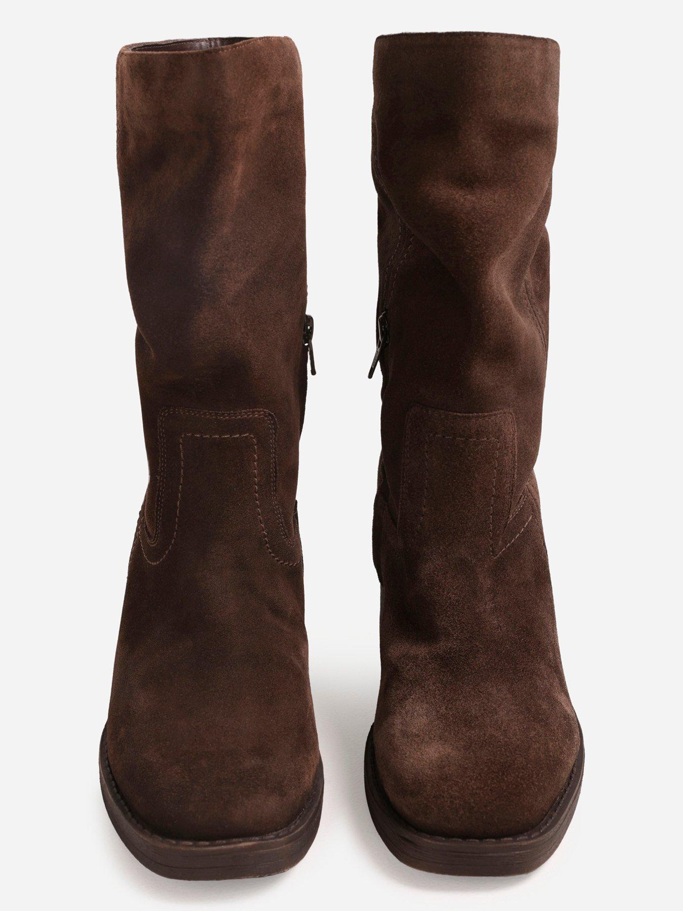 Image 4 of 7 of Bronx Womens Ky-ley Slouch Block Heel Ankle Boots - Brown