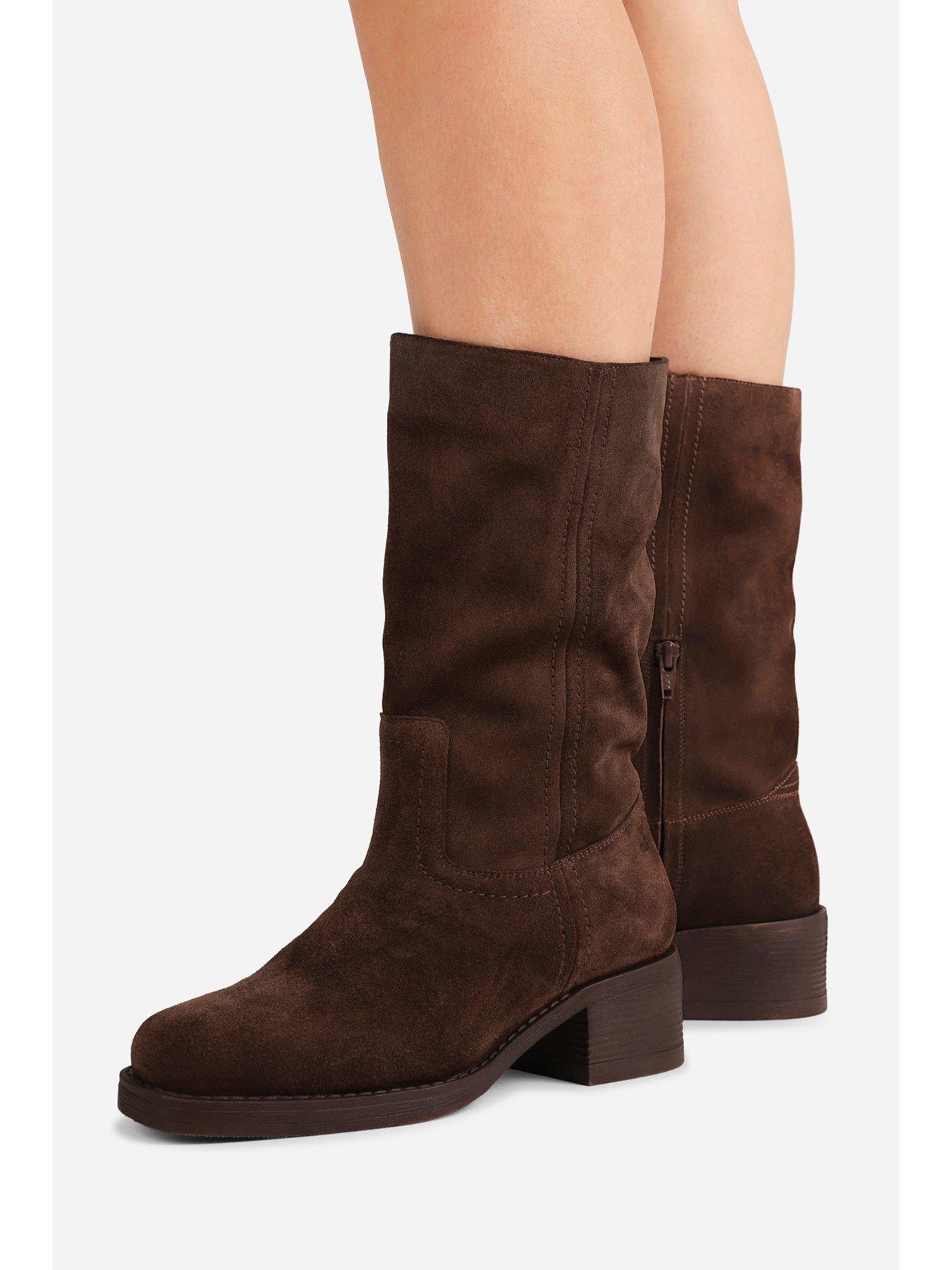 Image 6 of 7 of Bronx Womens Ky-ley Slouch Block Heel Ankle Boots - Brown