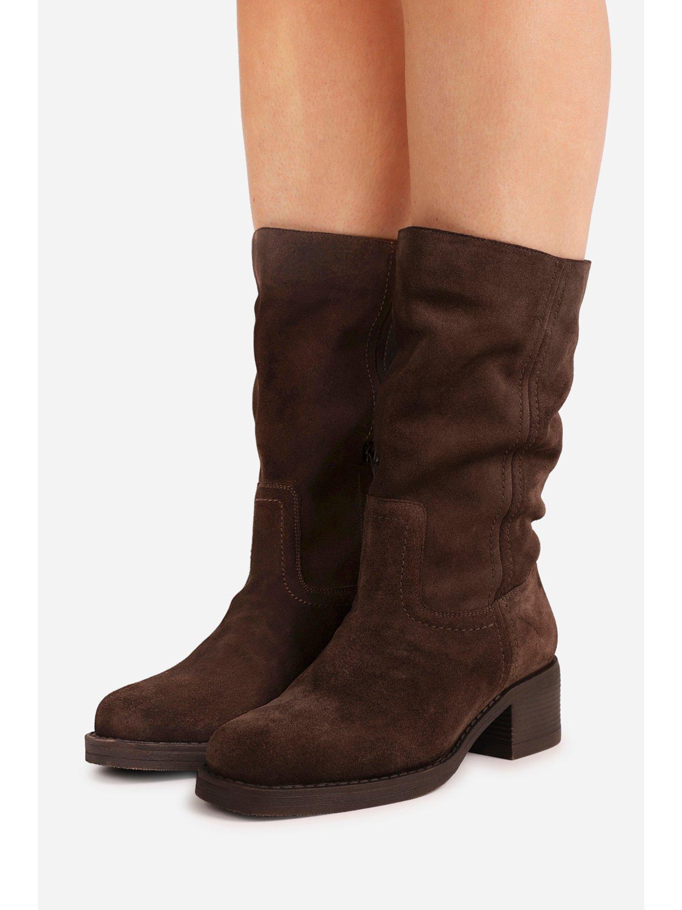 Image 7 of 7 of Bronx Womens Ky-ley Slouch Block Heel Ankle Boots - Brown
