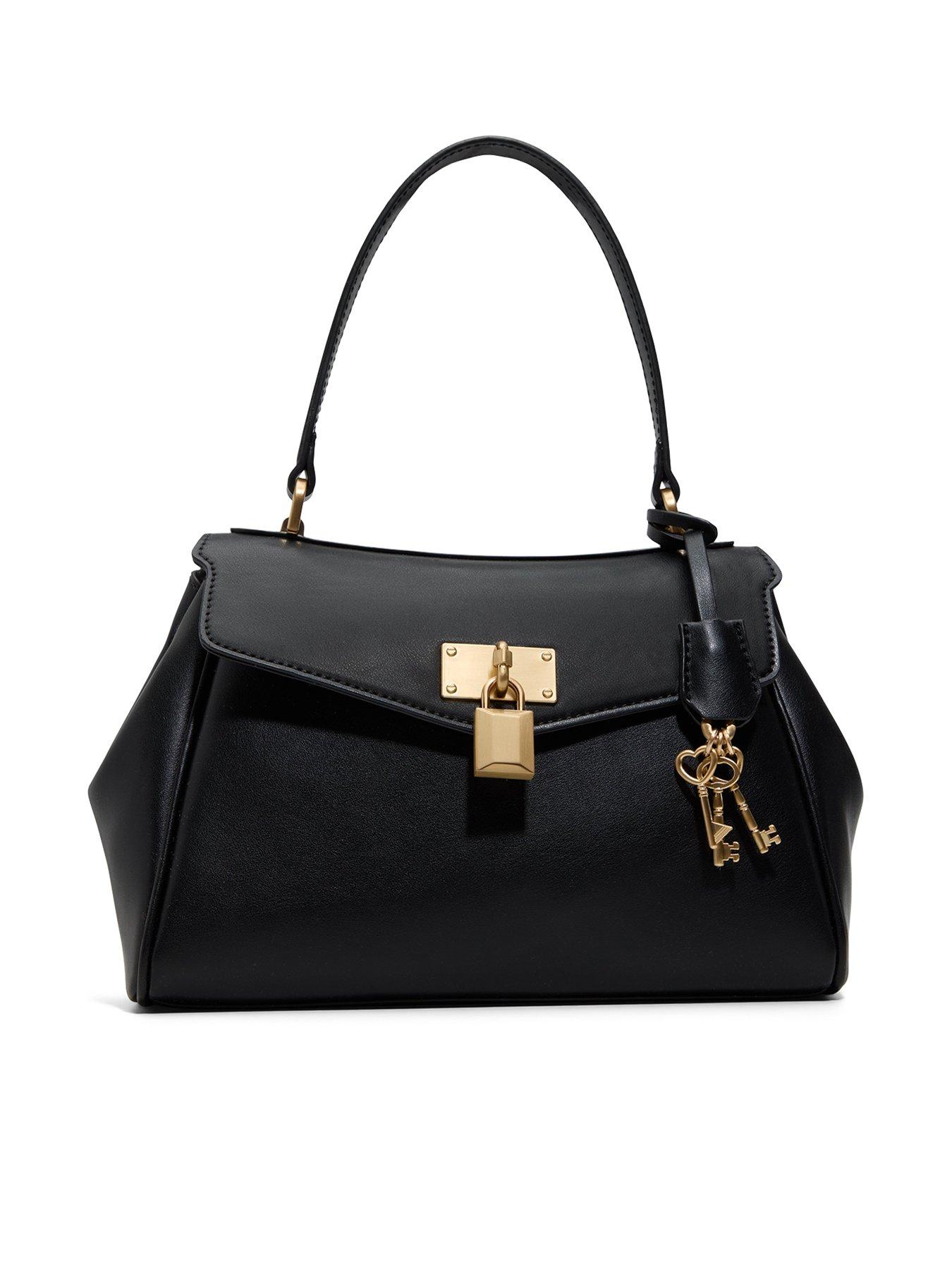 Image 1 of 4 of Aldo Padlock Detail Structured Shoulder Bag - Black