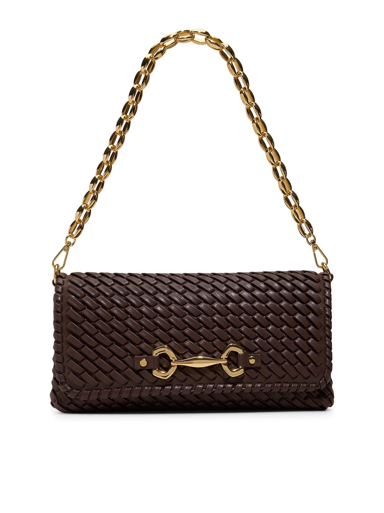 Image 1 of 4 of Aldo Woven Shoulder Bag with Chain Strap - Brown