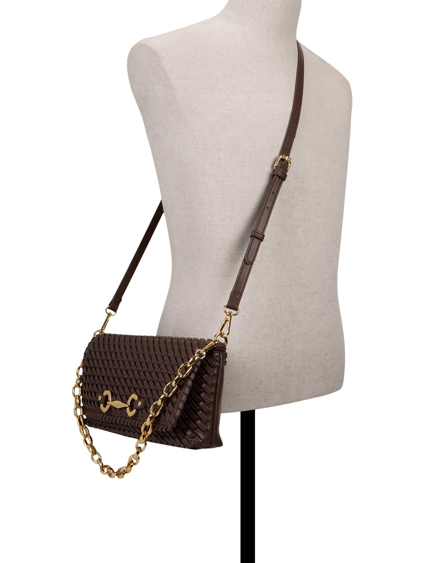 Image 2 of 4 of Aldo Woven Shoulder Bag with Chain Strap - Brown