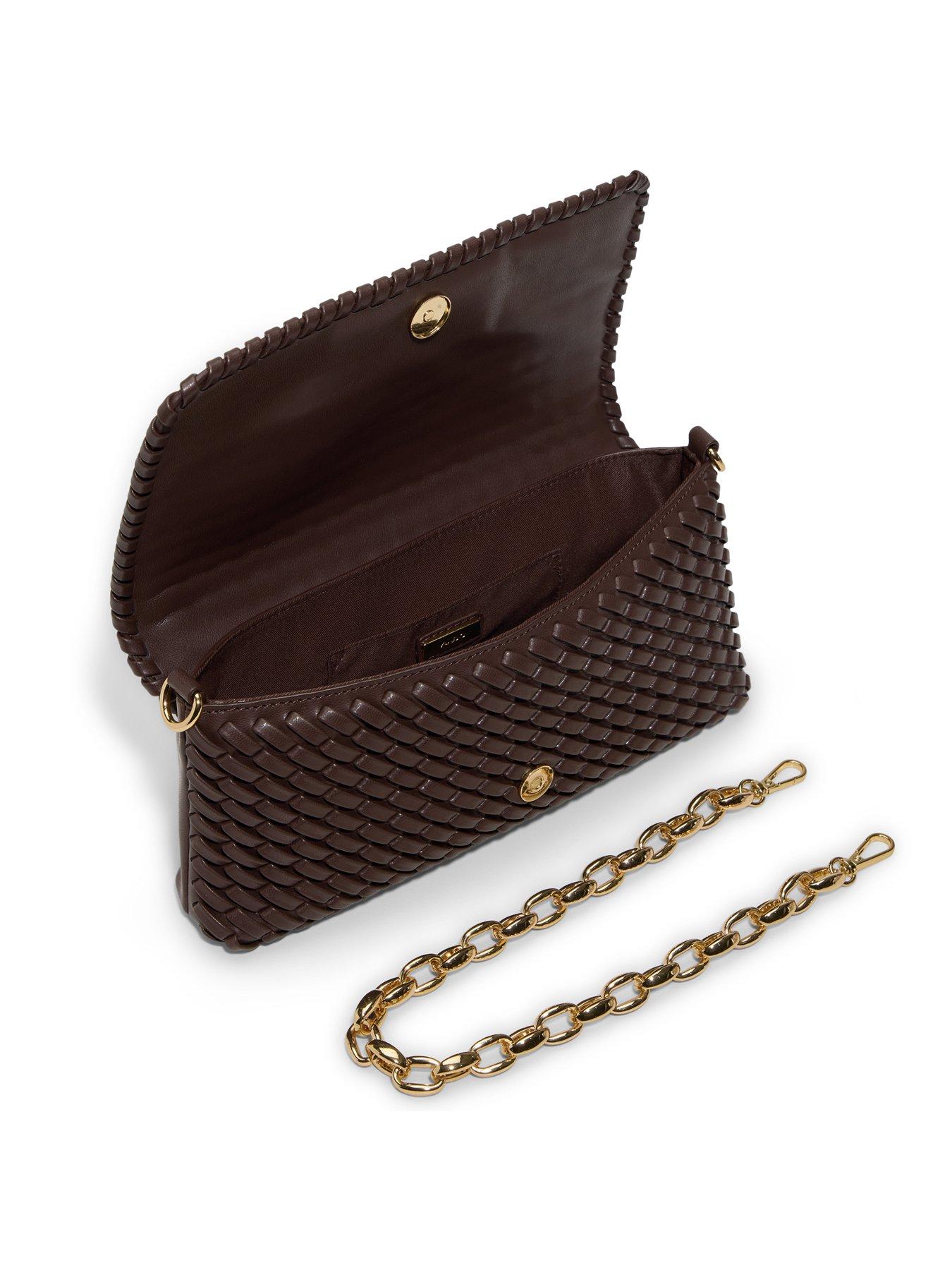 Image 3 of 4 of Aldo Woven Shoulder Bag with Chain Strap - Brown