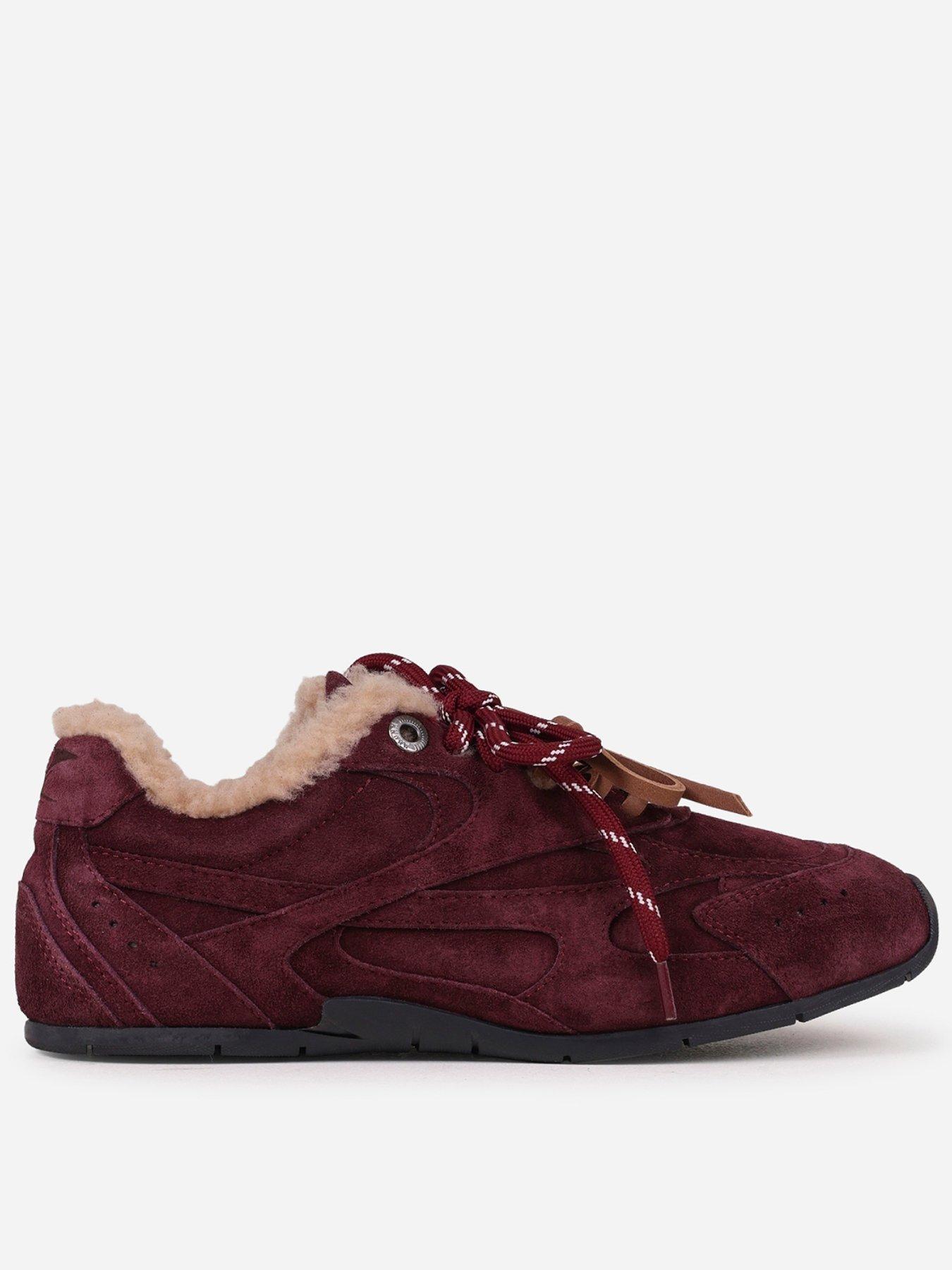 Image 1 of 7 of Bronx Myr-aa Double Laced Fur Lined Trainers - Red
