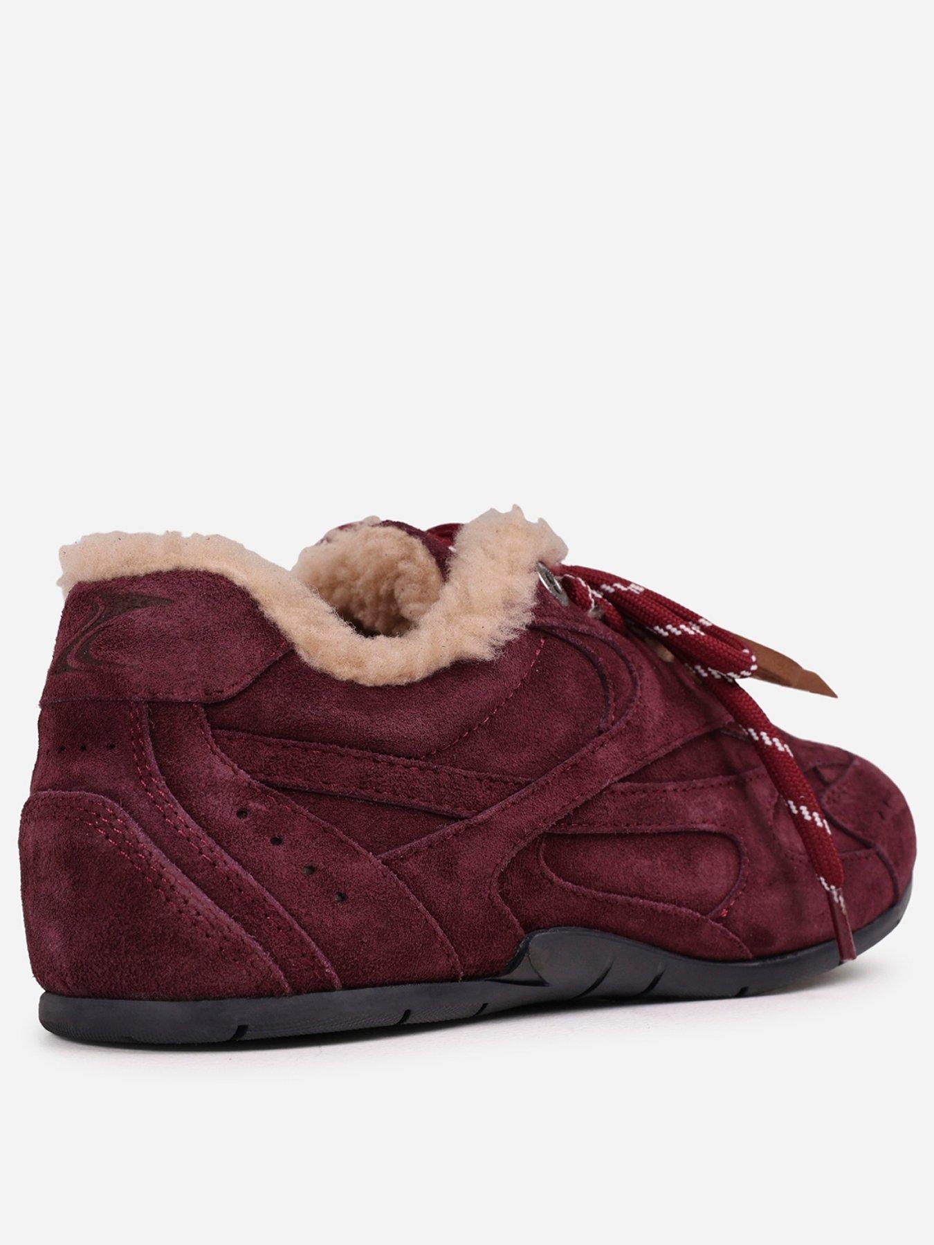 Image 3 of 7 of Bronx Myr-aa Double Laced Fur Lined Trainers - Red