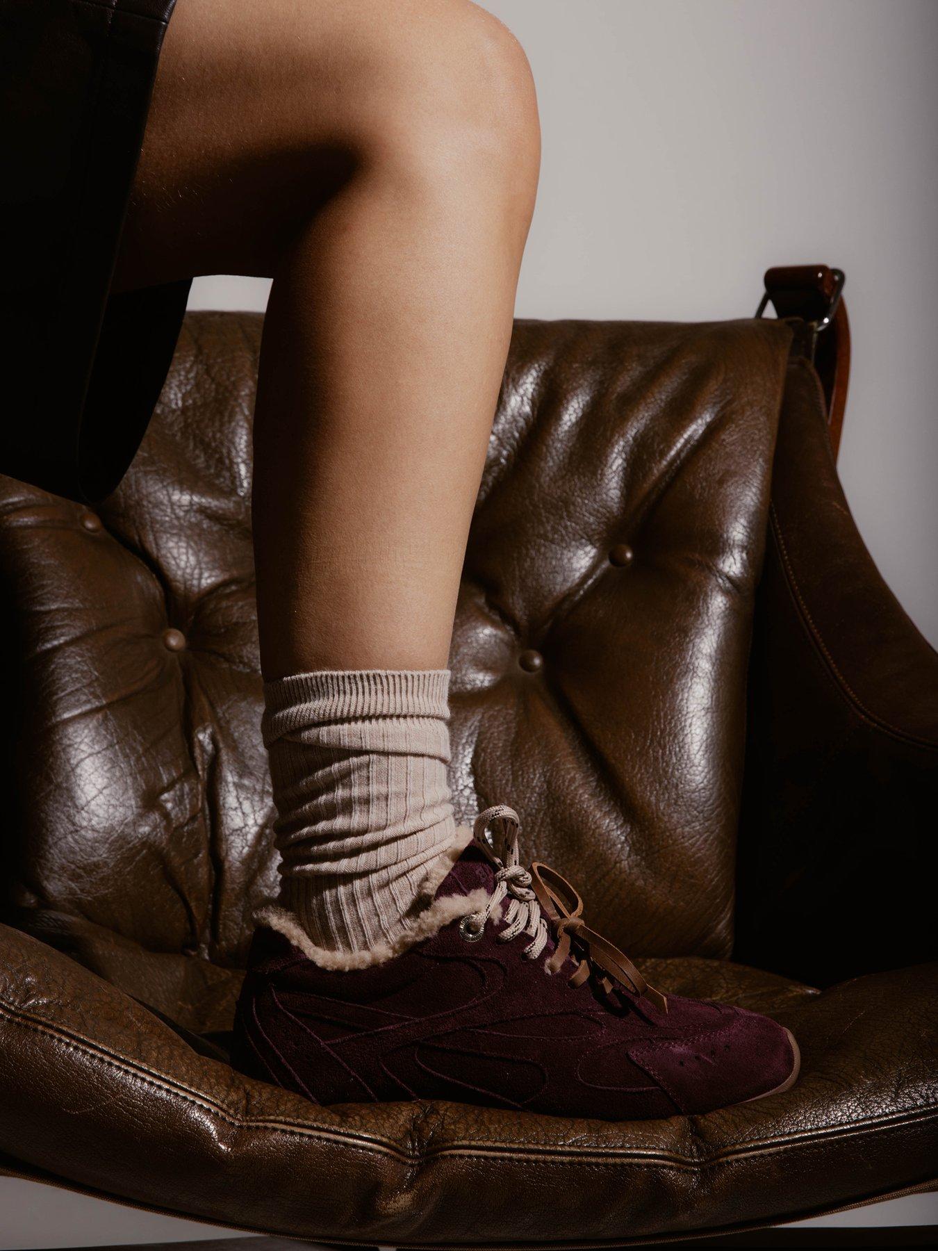 Image 7 of 7 of Bronx Myr-aa Double Laced Fur Lined Trainers - Red